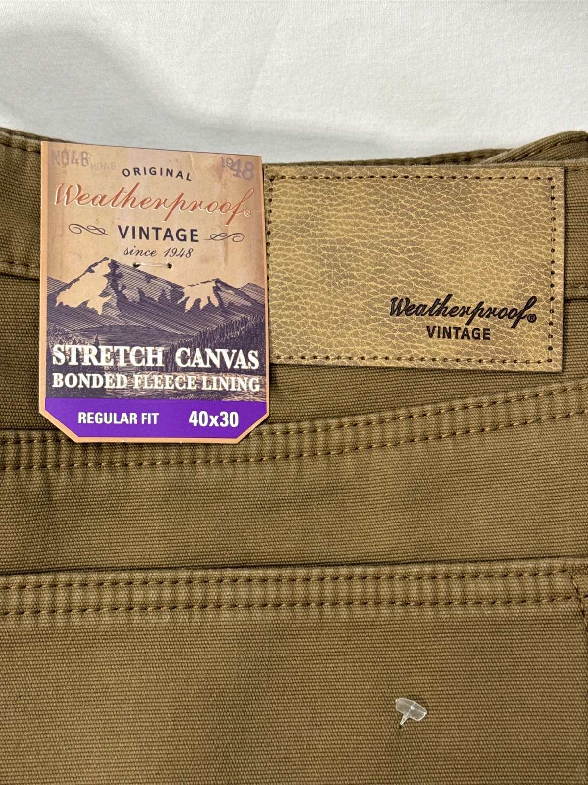 Weatherproof Vintage Men’s Fleece Stretch Canvas Regular Fit Pants Wheat 40×30
