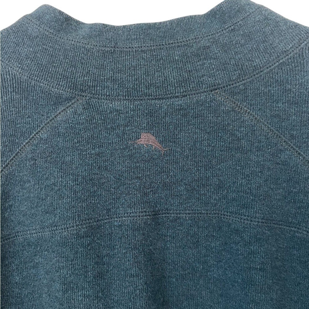 Tommy Bahama Mens Reversible Quarter Zip Pullover Sweatshirt Teal Grey XL