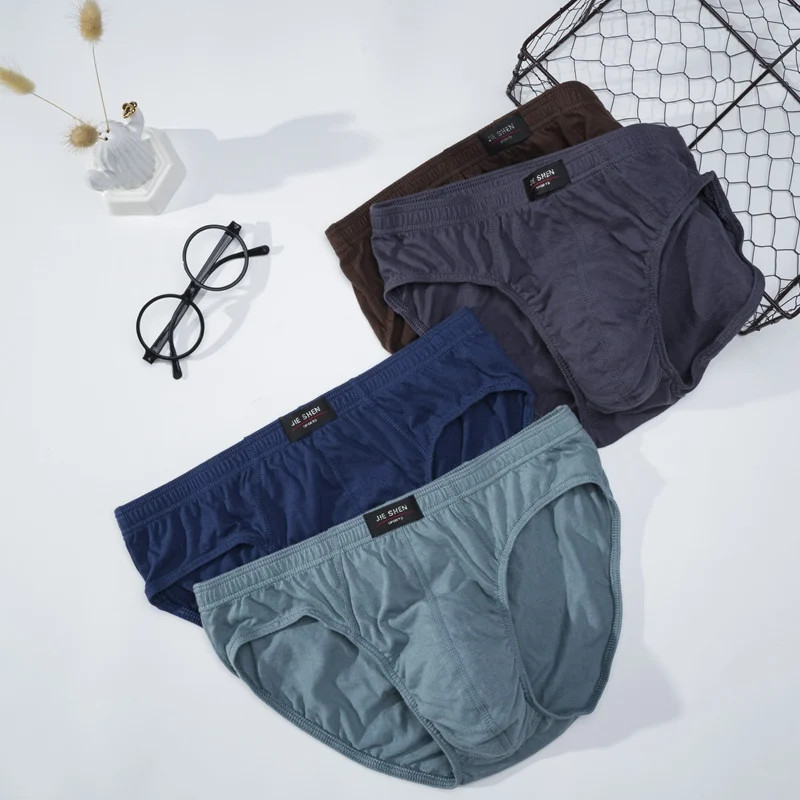 Breathable Cotton Briefs Men Solid Comfortable Underwear Plus Size XL 5XL