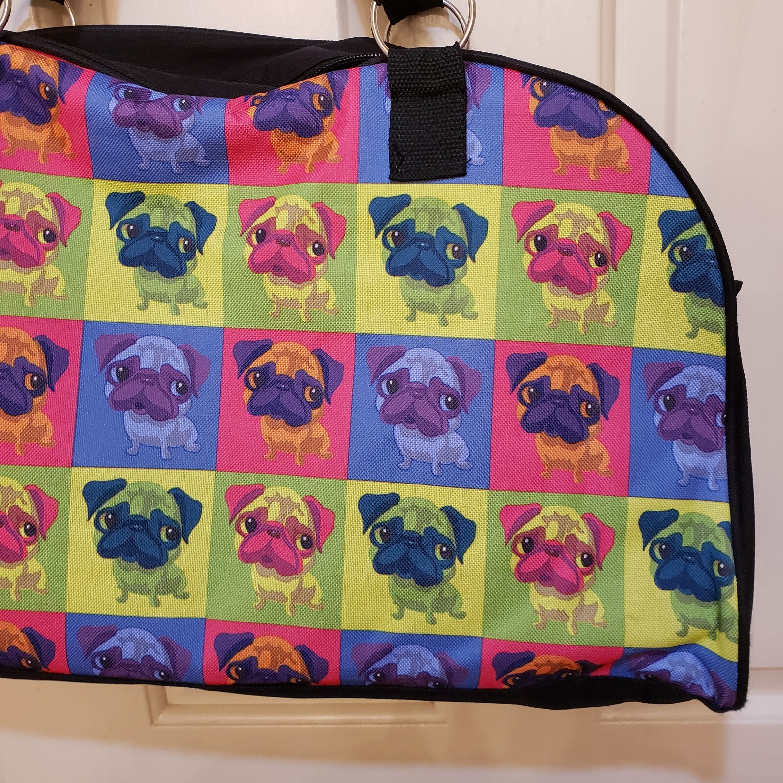 Warhol Style Pop Art Pug Dog Graphic Tote Bag 19 x 1 1 x 5 Double Handle
