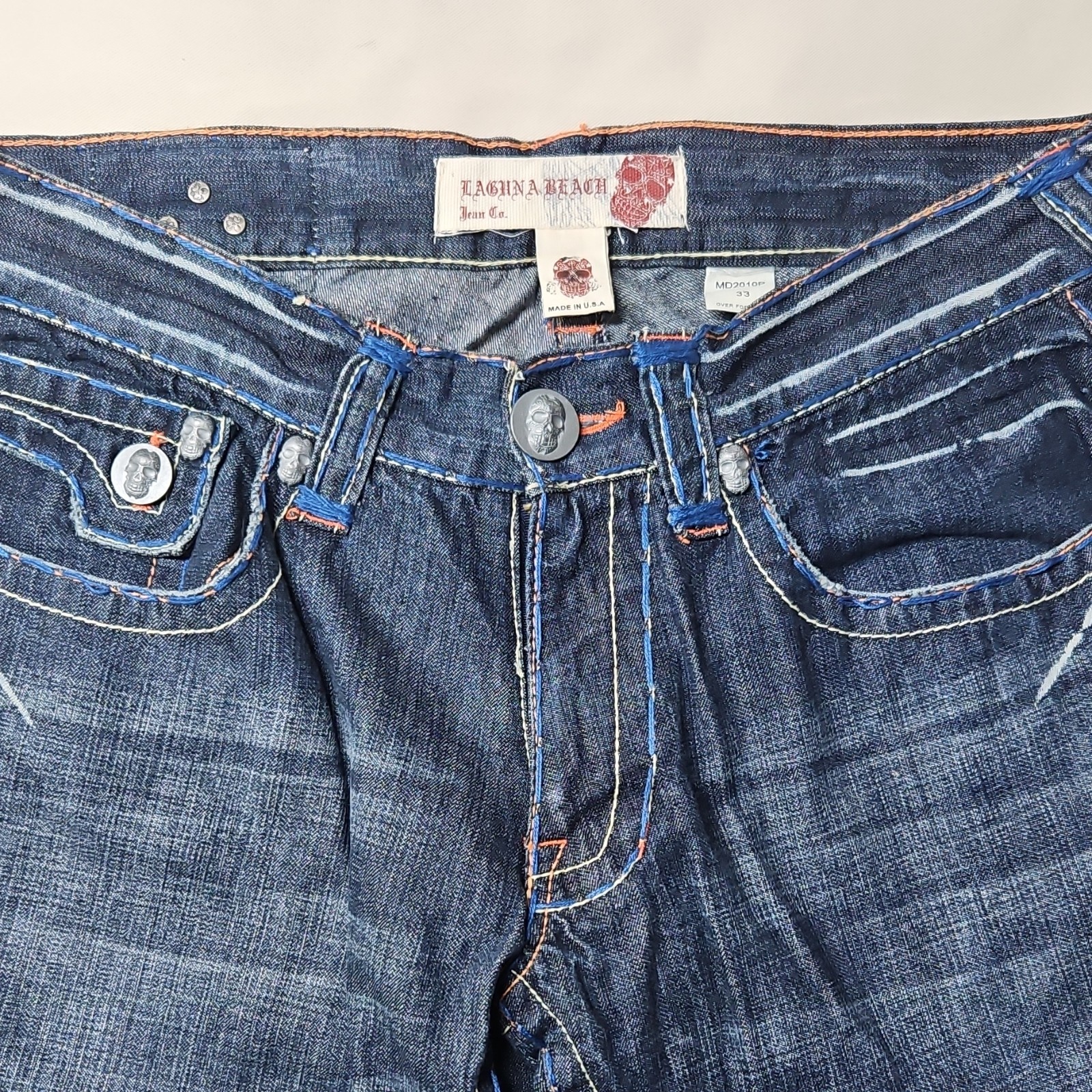 Laguna Beach Men’s Dark Wash Blue Denim Flared Jeans Regular Fit 5-Pocket