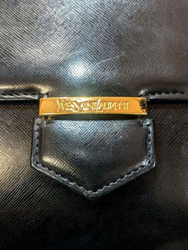 Yves Saint Laurent YSL Black Leather Crossbody Bag 8×8.3×2.8in Used