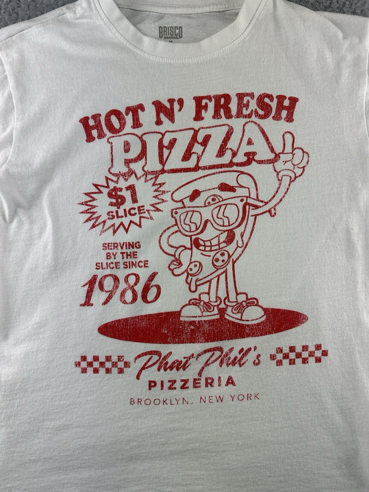 Brisco Hot N’ Fresh Phat Phil’s Pizzaria Brooklyn New York T-shirt Size Medium