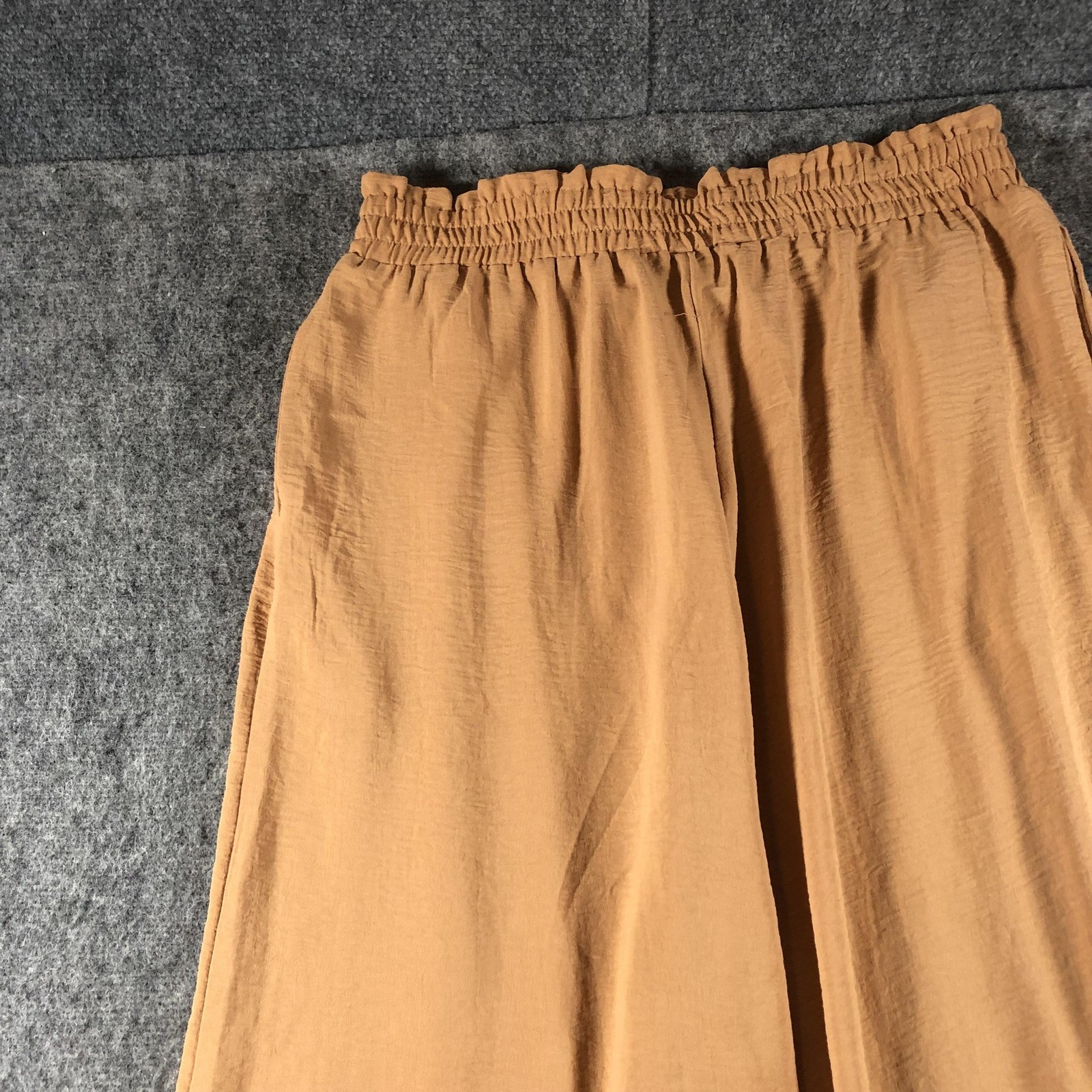 LEPUNUO Pants Womens XXL Beige Paperbag Wide Leg Belted Casual