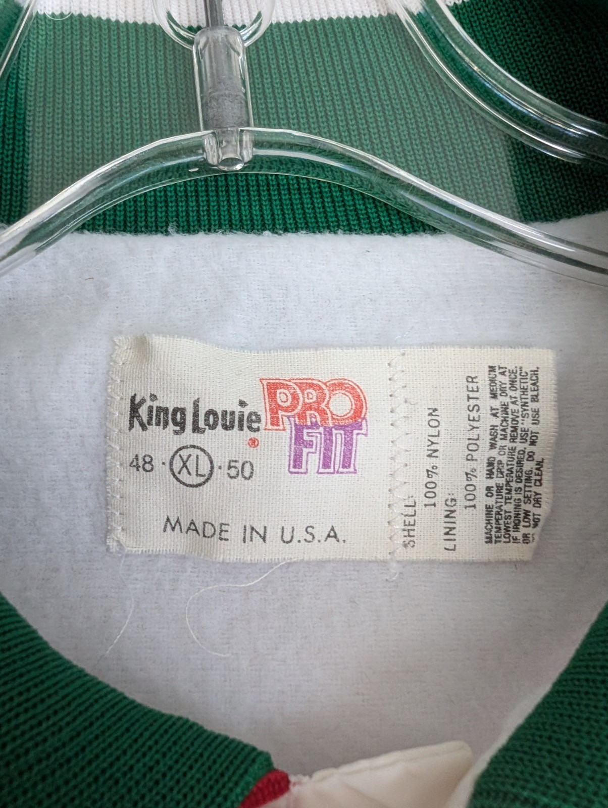 Vintage King Louie Italia Jacket Mens XL White Varsity USA Company Name Read**
