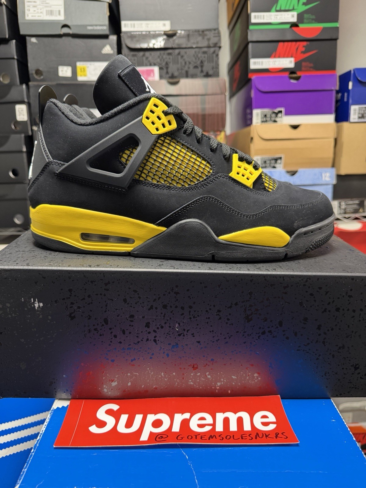 Nike Air Jordan 4 RETRO DH6927 017 BLACK YELLOW WHITE MENS Size 13 BRAND NEW