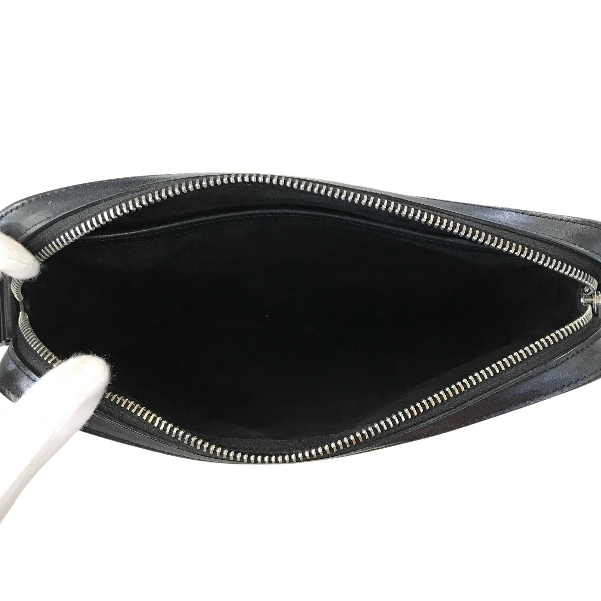 CELINE Logo Medium Messenger Shoulder Bag Black Leather Crossbody Auth 11456780
