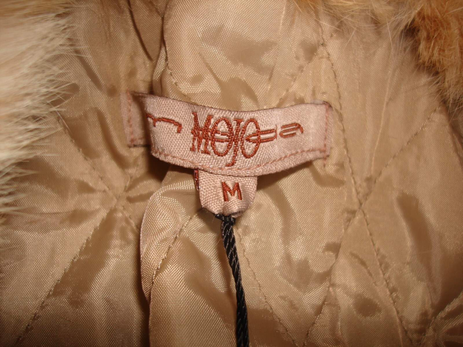 NWT Mojo Moda Blue Denim W/Rabbit Fur Trim & Quilted Lining Jacket. Sz M