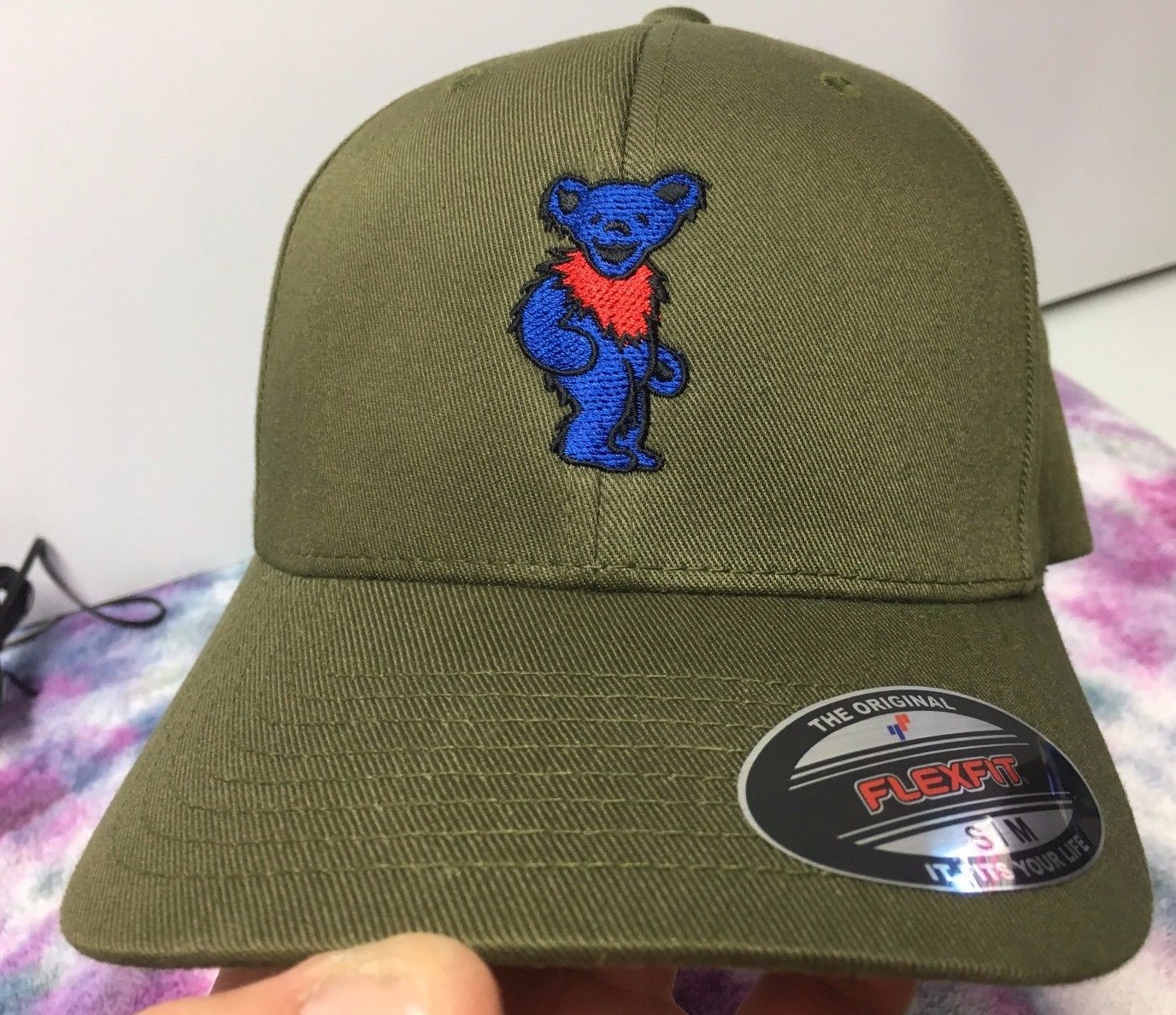 Grateful Dead Dancing Bears Embroidered Flexfit Ball Cap Black, Navy or Olive