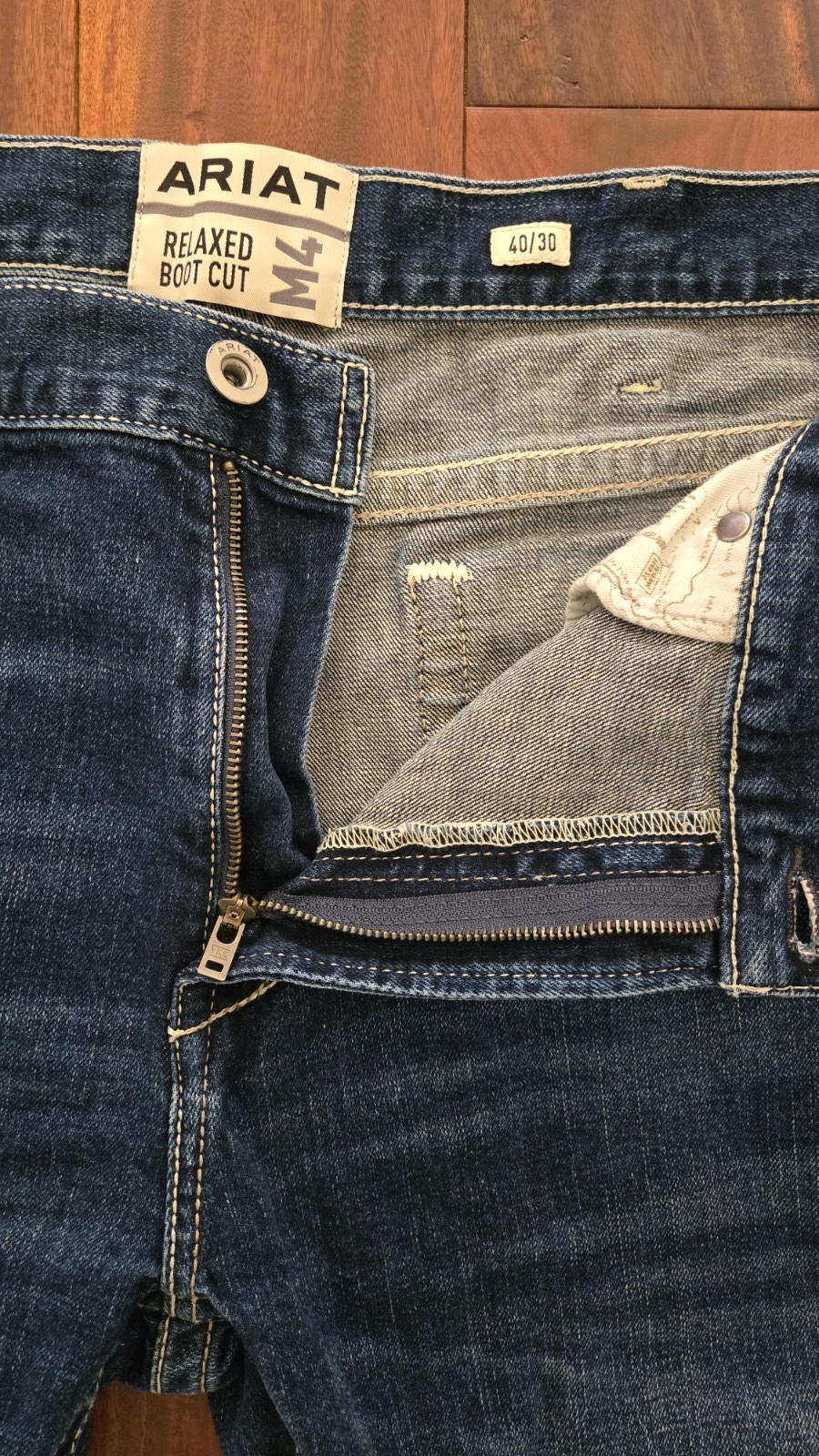 Ariat Men’s M4 Relaxed Bootcut Jeans 40×30 Blue Western Denim