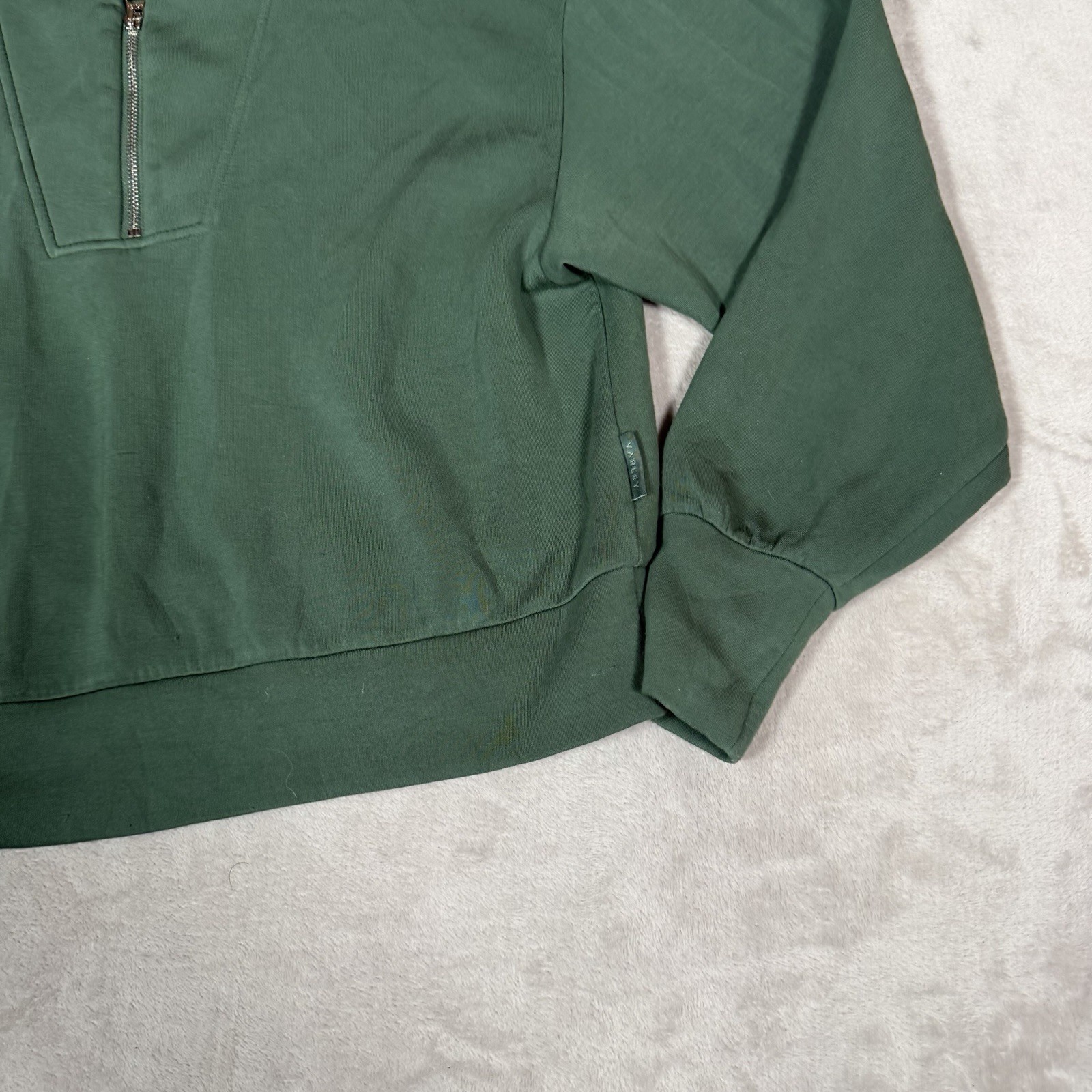 Varley Sweatshirt Womens Medium Green DoubleSoft Davidson 1/4 Zip Mock Neck