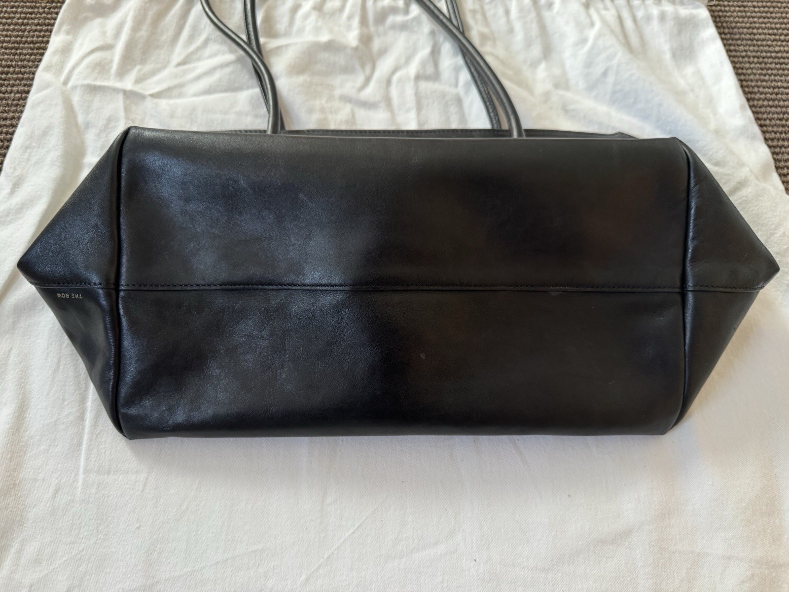 The Row Bag Terrasse Bag in Grain Black Leather Gold Zipper Pre-Owned MSRP $3500