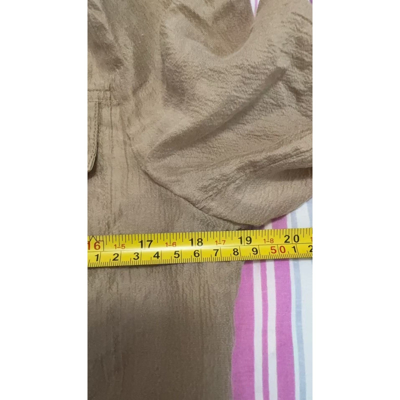 Y2K Cropped Utility Jacket Tan Khaki Asymmetric High Neck Cargo Shirt Blazer S