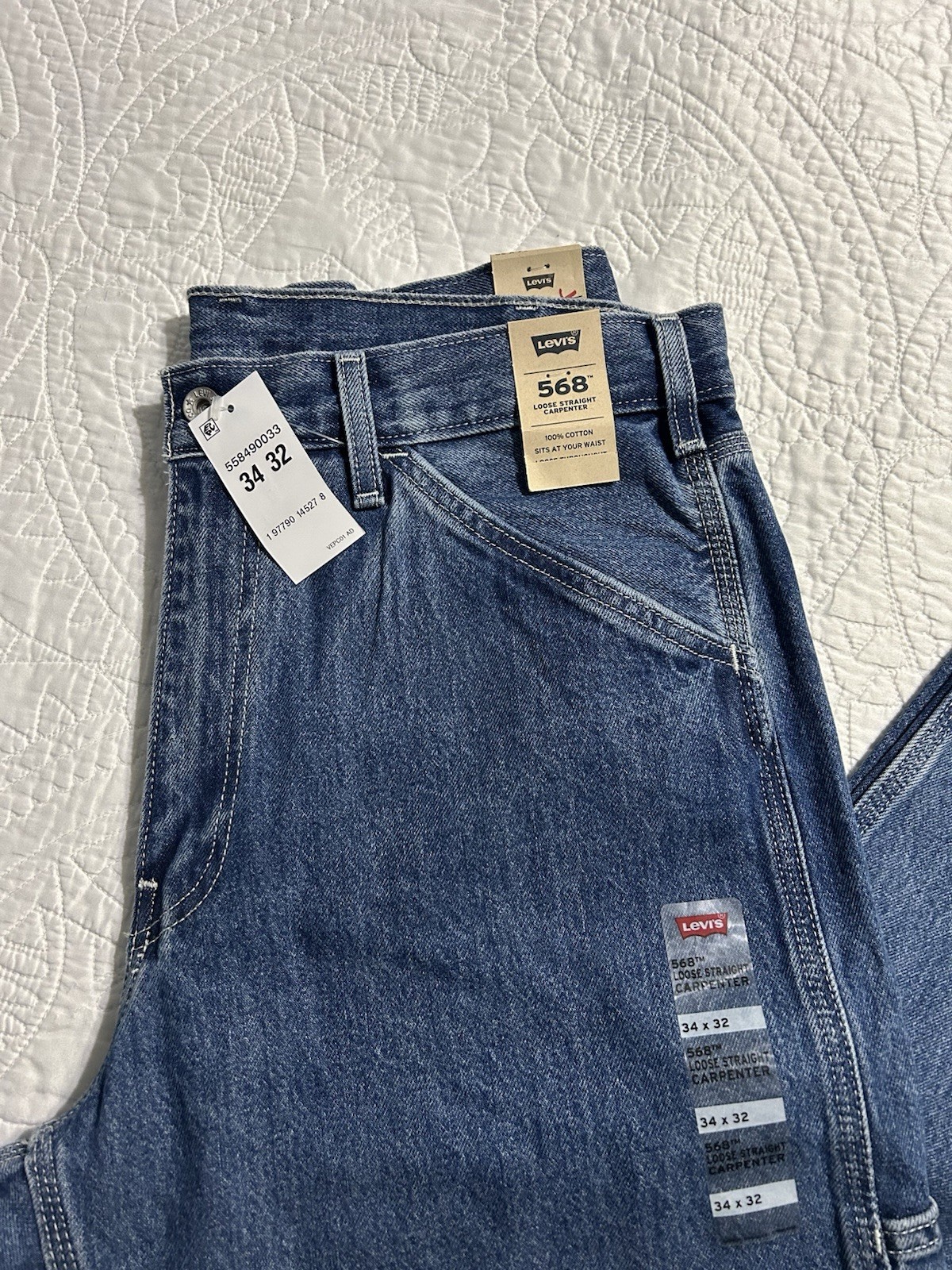 Levi’s Mens 568 Loose Straight Carpenter Jeans 55849-0033 Size 34×32 NWT