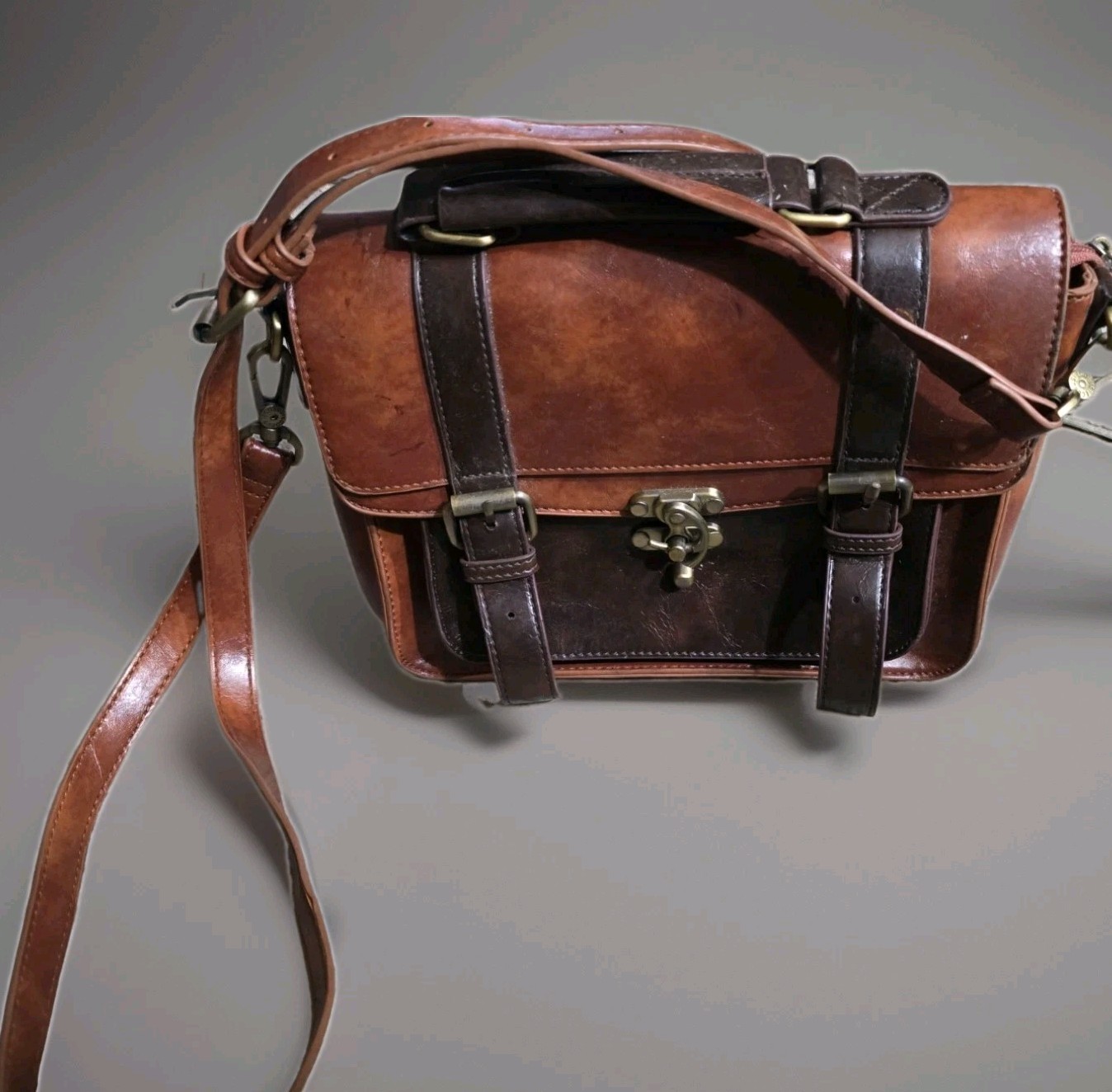 ECOSUSI Vintage Vegan PU Leather Messenger Bag (Please See Description)