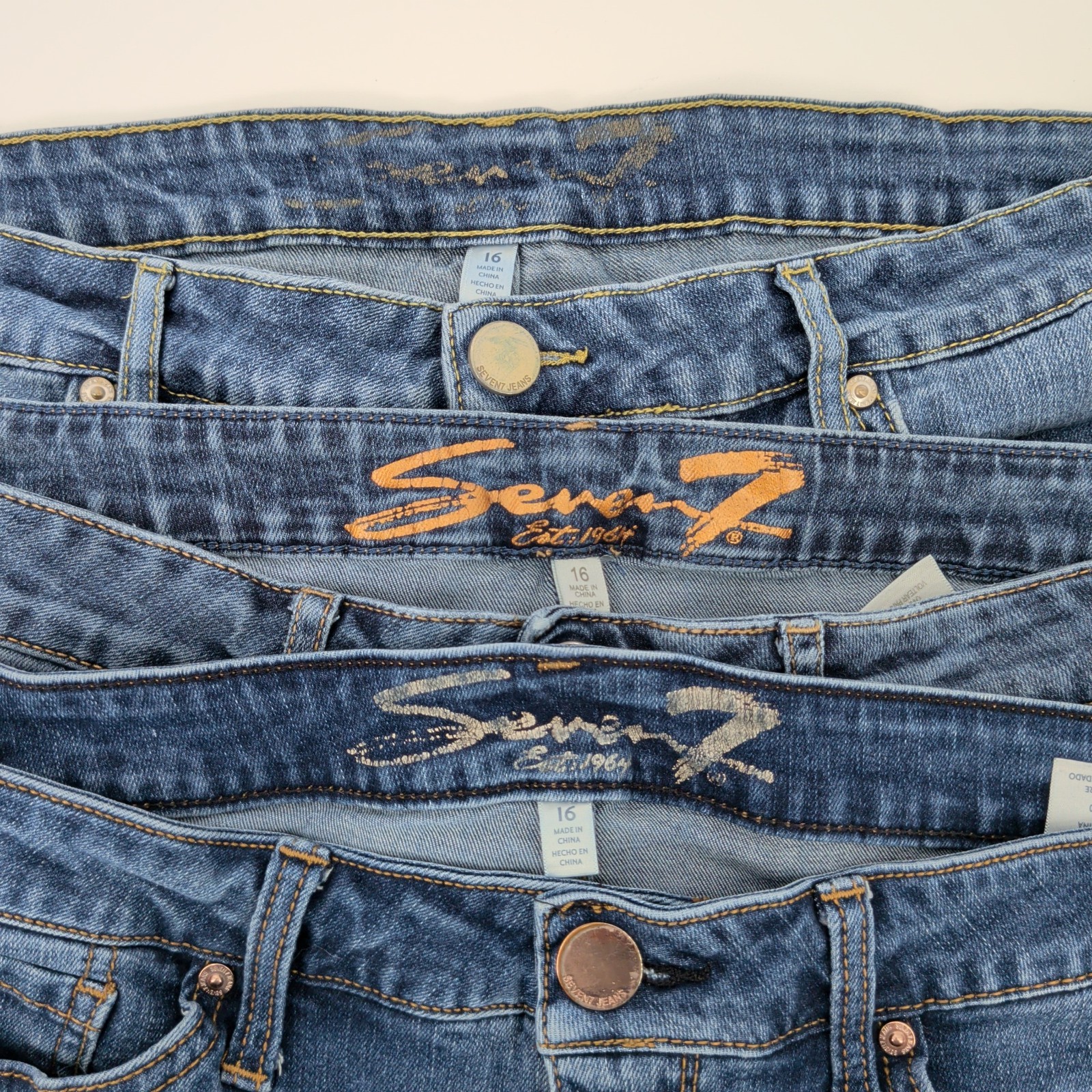 Lot of 3 Seven7 Women’s Sz 16 High Rise Relaxed Fit 5 Pocket Denim Weekend Short