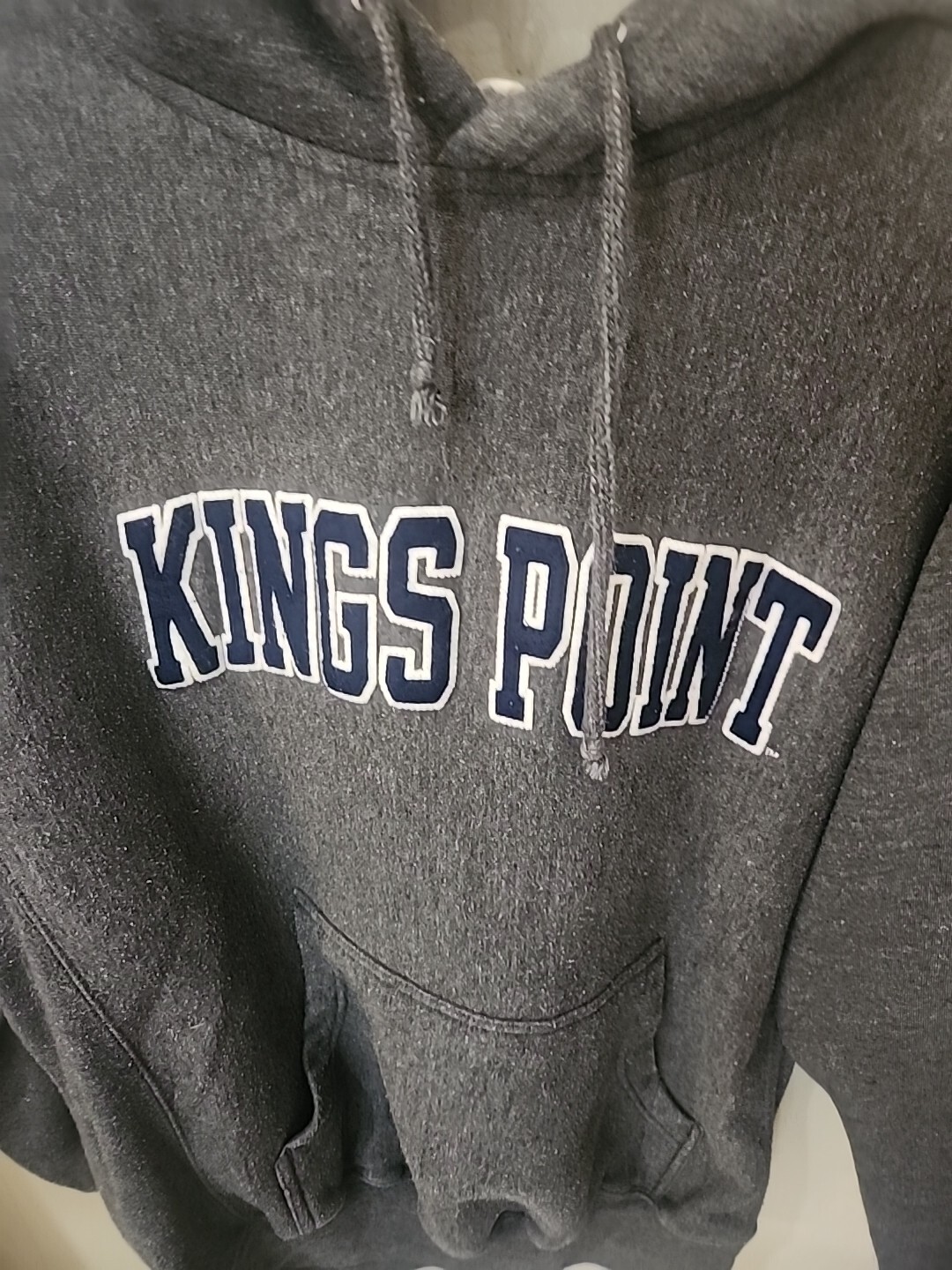 Vintage MV Sport Hoodie Mens S Pro-Weave Kings Point Spellout Baggy Gray