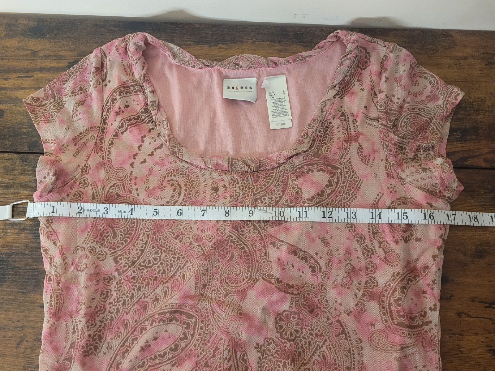 Axcess Liz Claiborne Women’s Large Paisley Sleeveless Lined Sheer blouse Pink