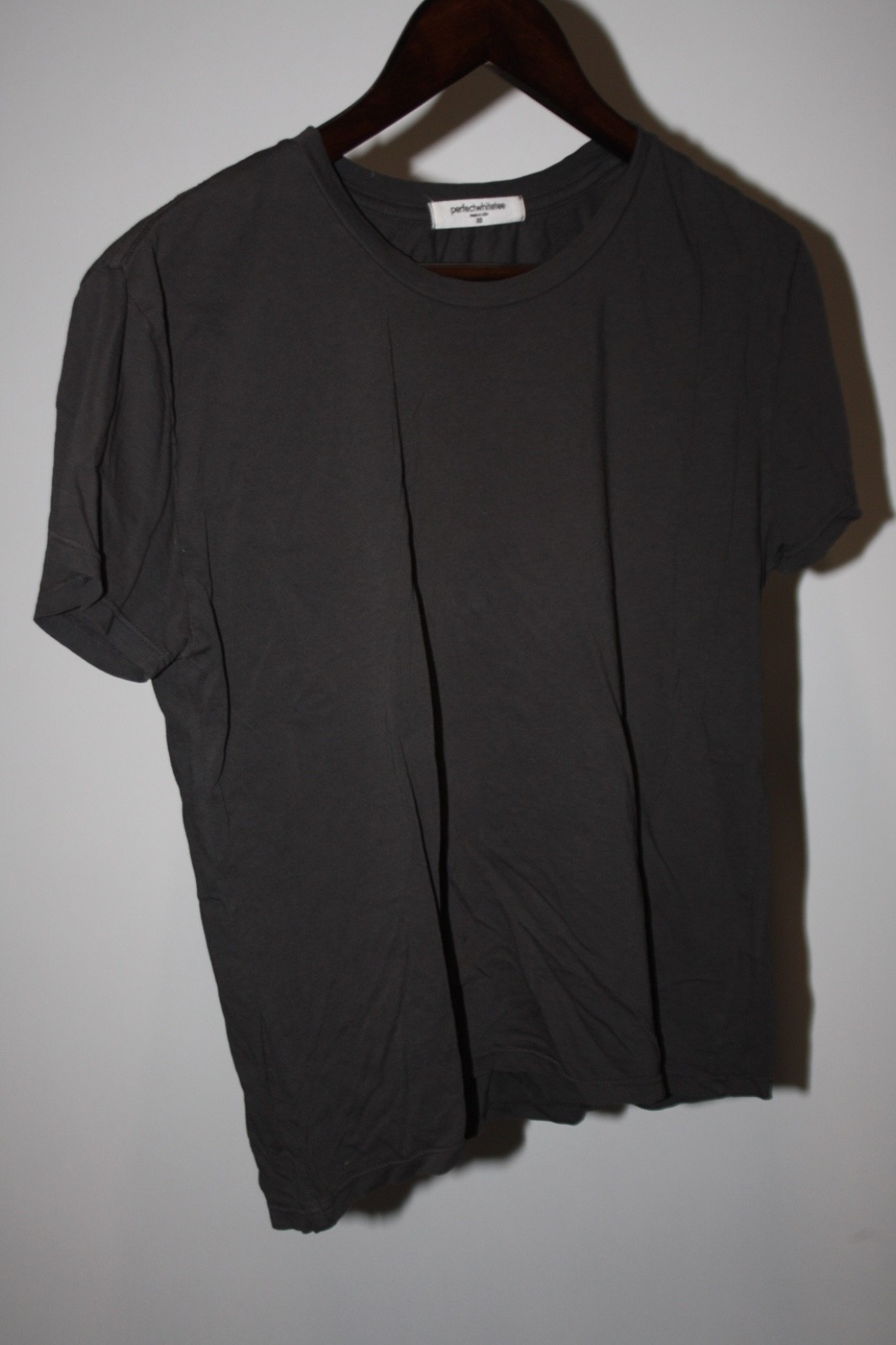 $78 perfectwhitetee Tee Shirt Size XS 100% Cotton Dark Gray HARLEY Short Slv
