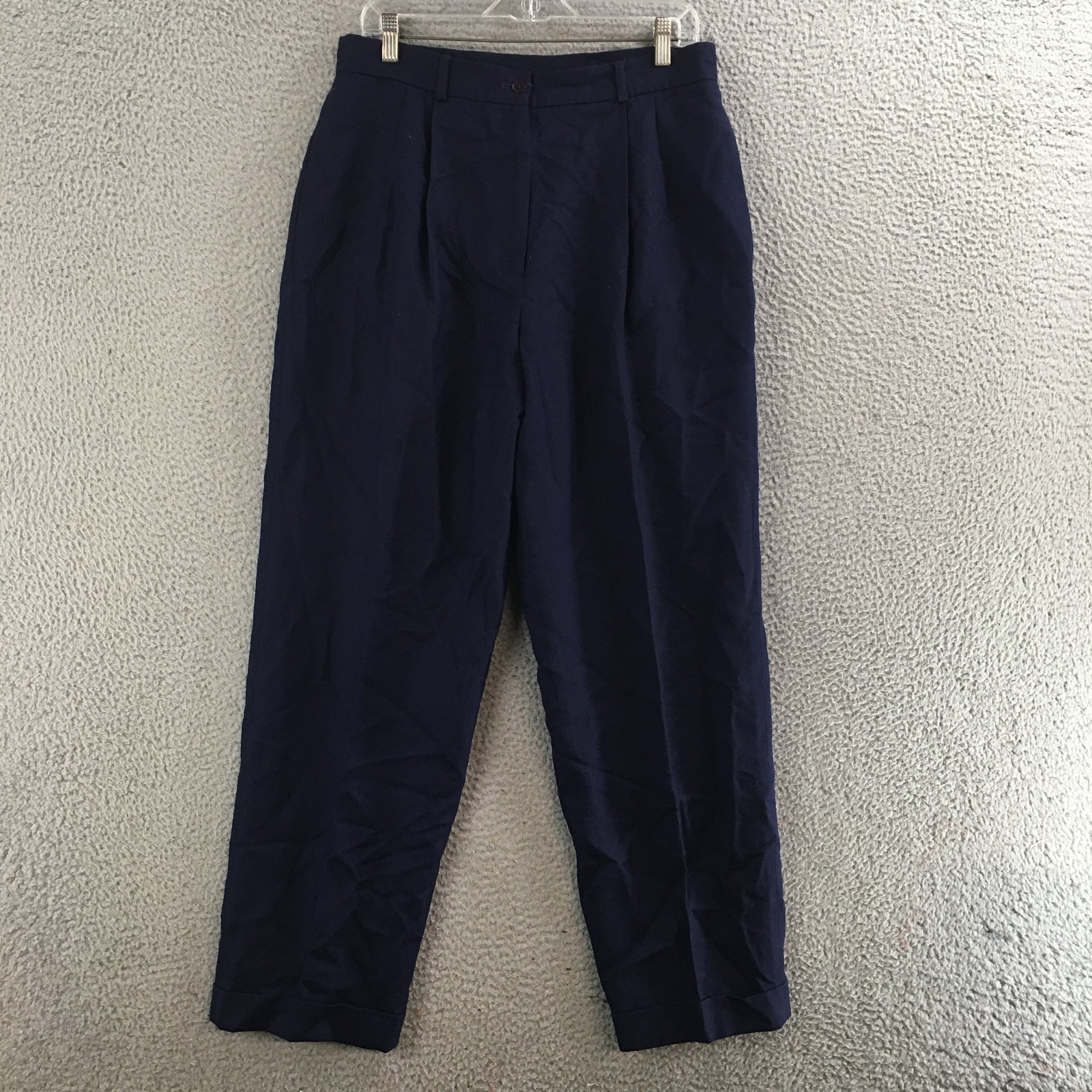 Talbots Trouser Dress Pants Womens 16 Tapered Leg High Rise Pleated Front Blue