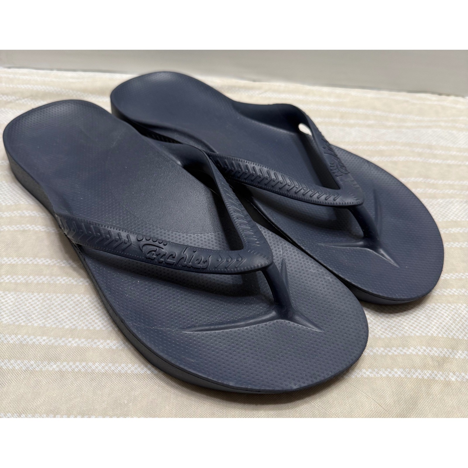 Archies Arch Support Flip Flops Navy Blue Mens 12 Womens 13 Orthotic Sandals