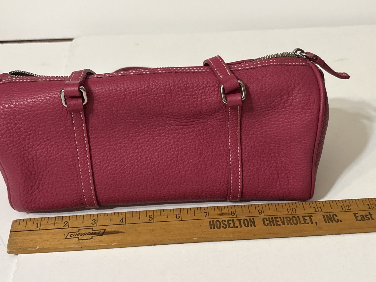 Y2K Dooney & Bourke Pebbled Leather Satchel Barrel Bag Pink Fushia Purse