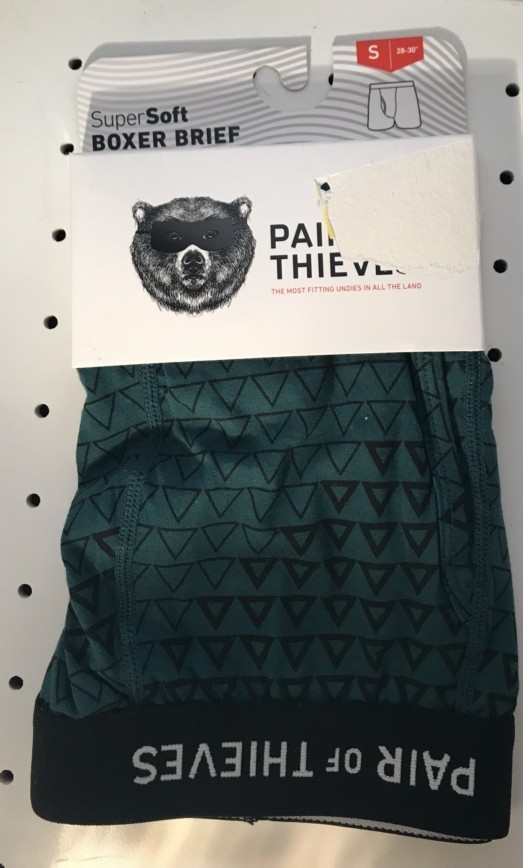 Pair of Thieves Men’s Super soft Boxer Brief S 28-30″ Green triangles NEW