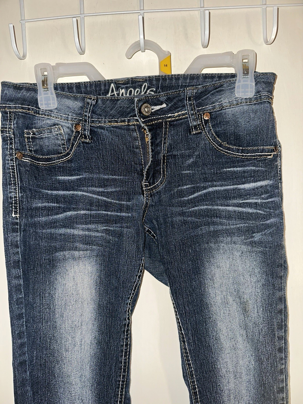 Angels Y2K Womens Skinny Blue Denim Jeans Size 5 Regular Embroidered 5-Pocket