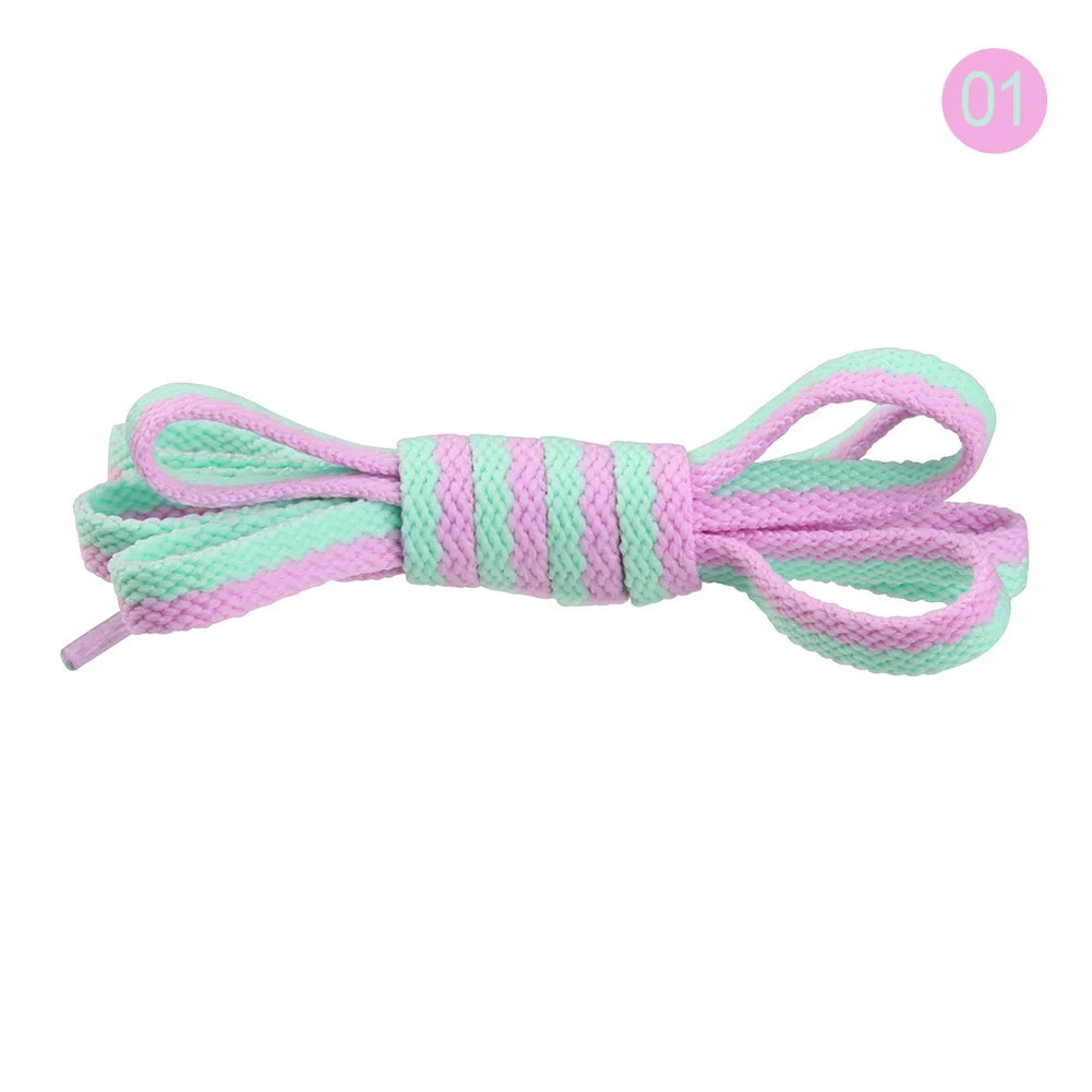 1 Pair 8mm Flat Dual Shoelaces Fashion Mixed Color Shoe Laces Assorted Colorful