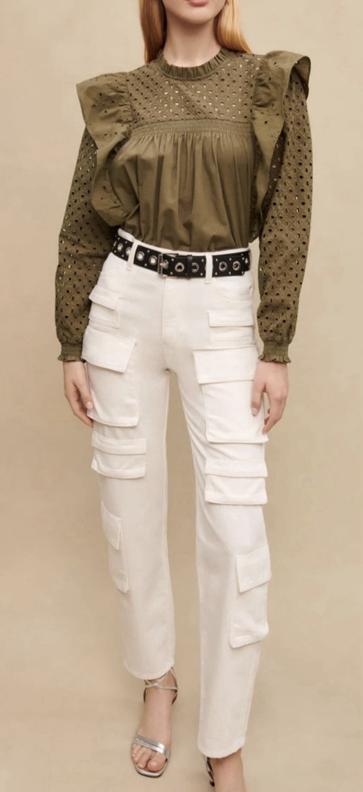 Maje White Cargo Jeans Size EU 36 US 4