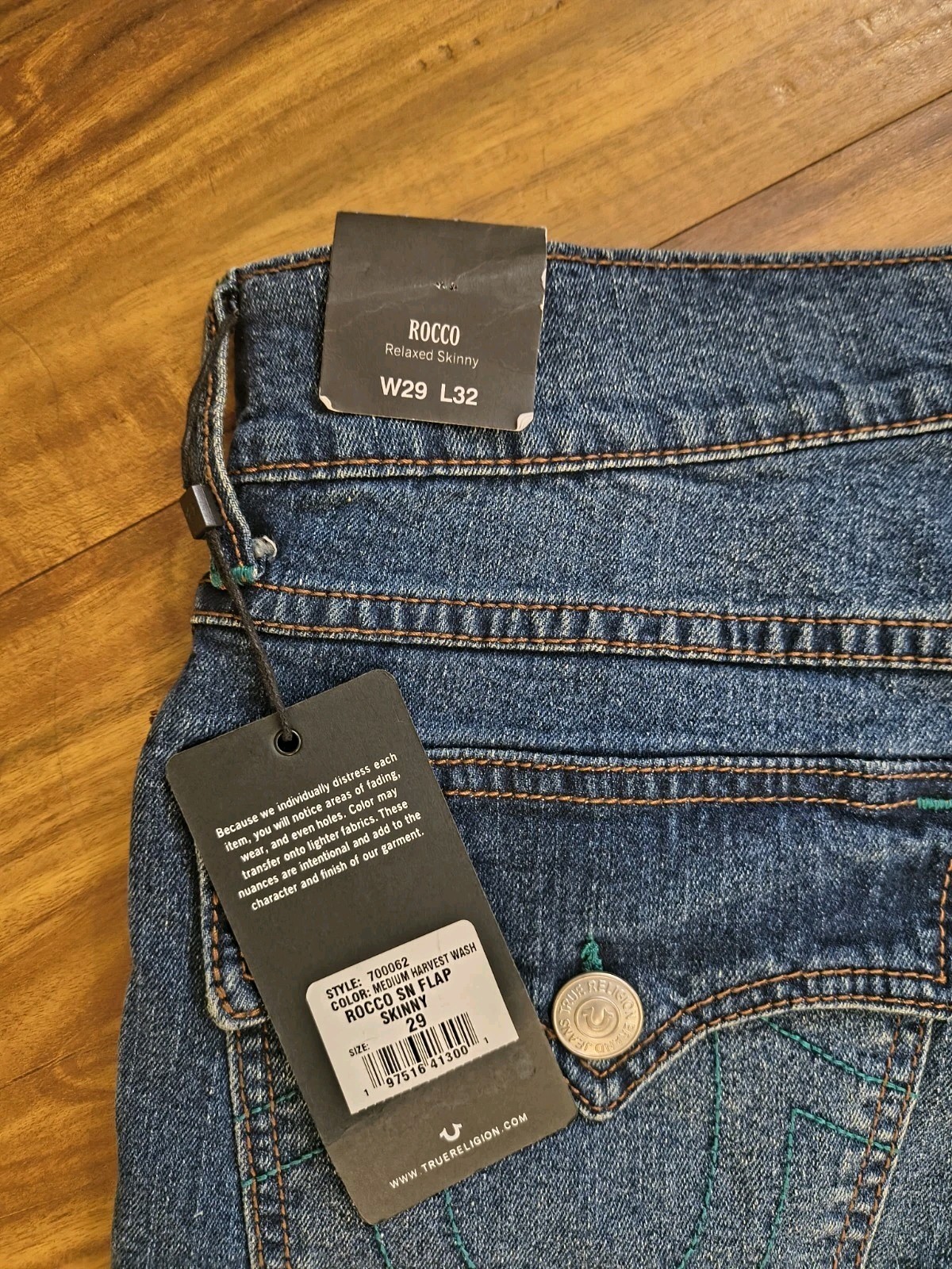 True Religion Rocco Relaxed Skinny Jeans Men’s W29 x L32 Medium Harvest Wash NWT
