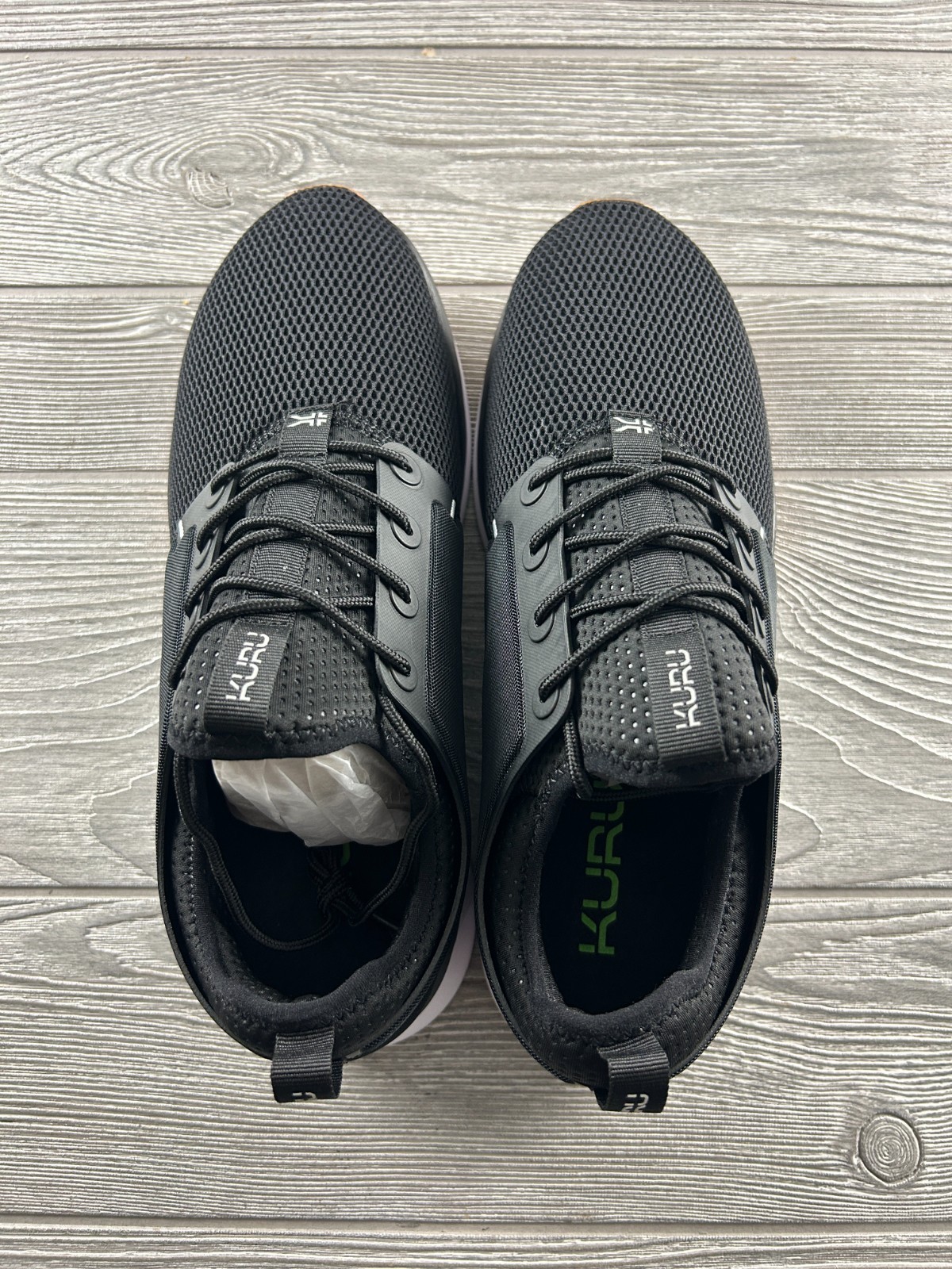 KURU Womens ATOM Athletic Sneaker Sz 12 Jet Black White Gum Slip On Shoe