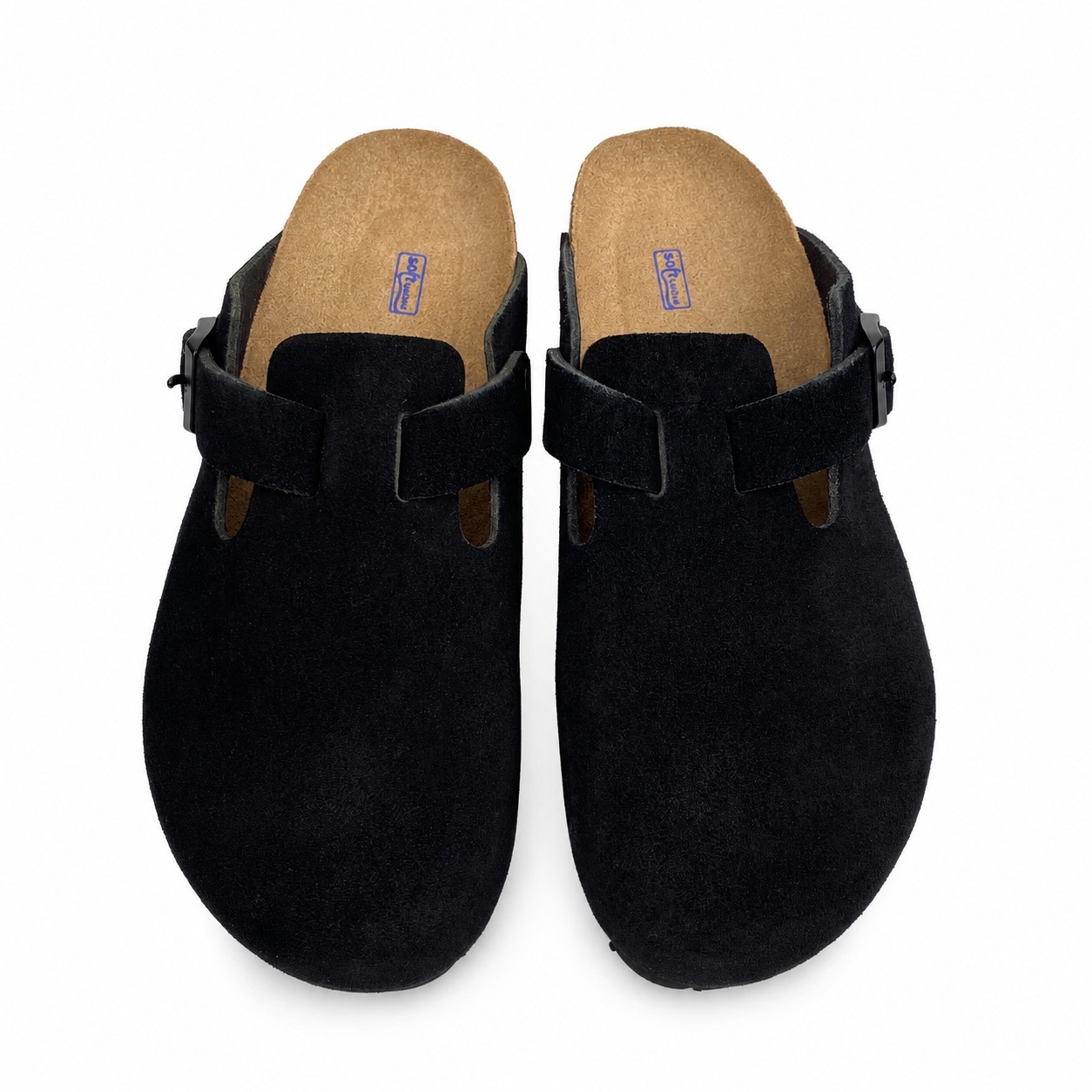 Birkenstock Boston Soft Footbed Suede Leather Black Clog New