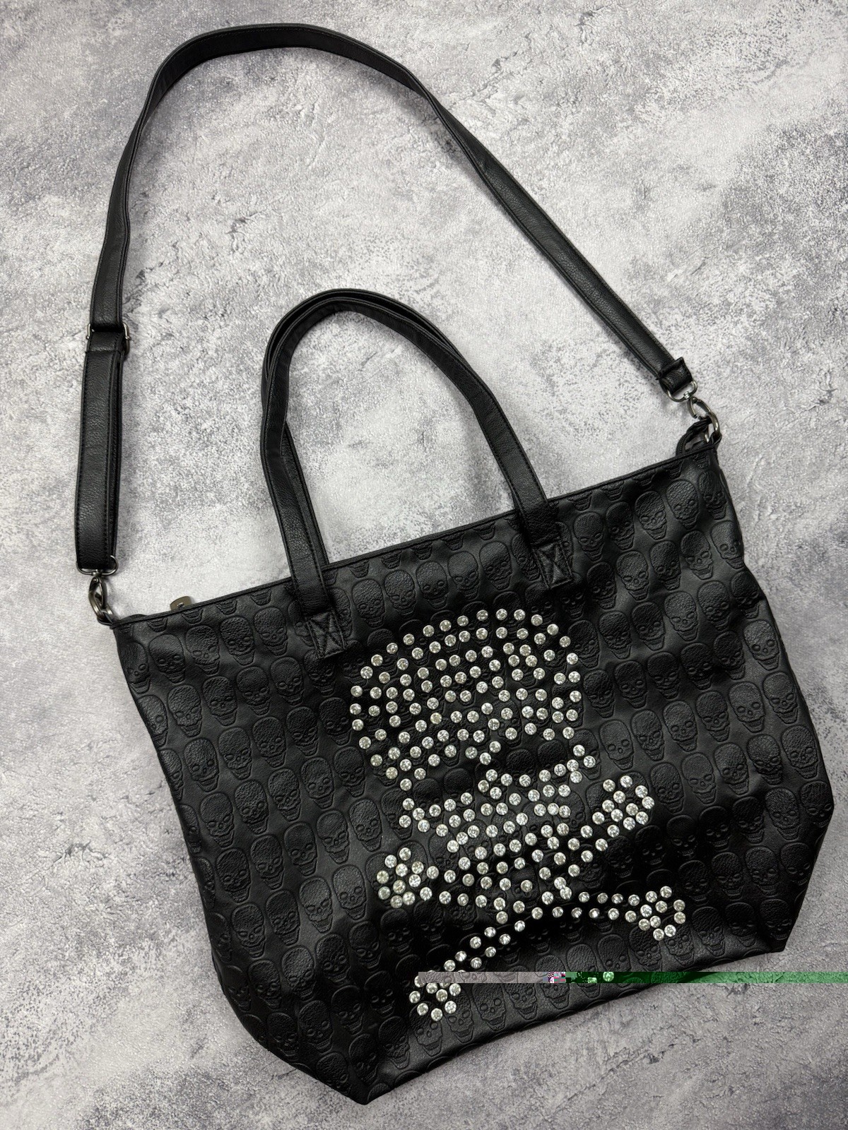 Vintage Avant Garde Skull Bag Rhinestones Y2K Style Punk Gothic Black Rare Hype