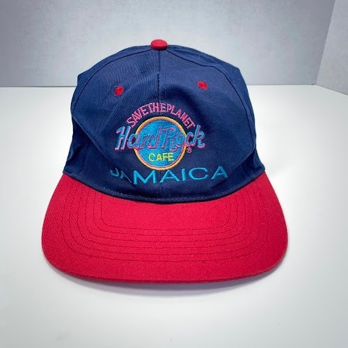 Hard Rock Cafe Jamaica Hat Save the Planet Navy Blue Red Snapback