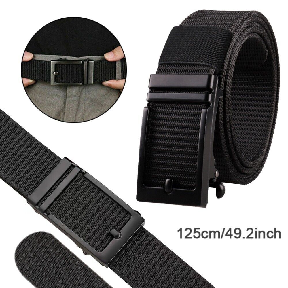 Mens Ratchet Belt 1.3 inch Nylon Web Belts for Men with Automatic Slide Buckle