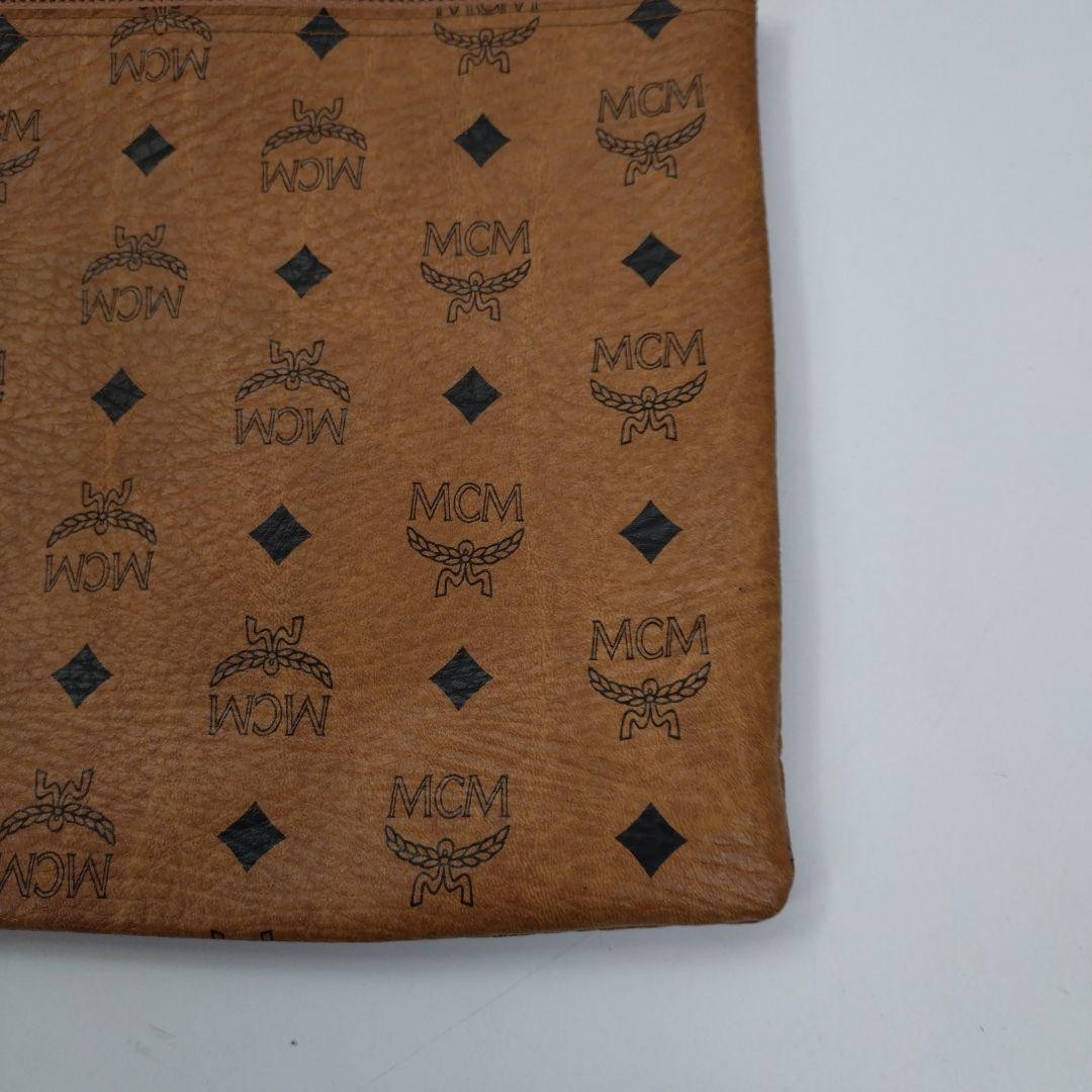 MCM Vintage Clutch Bag Pouch, Leather, 11.6×7.9 inches Used
