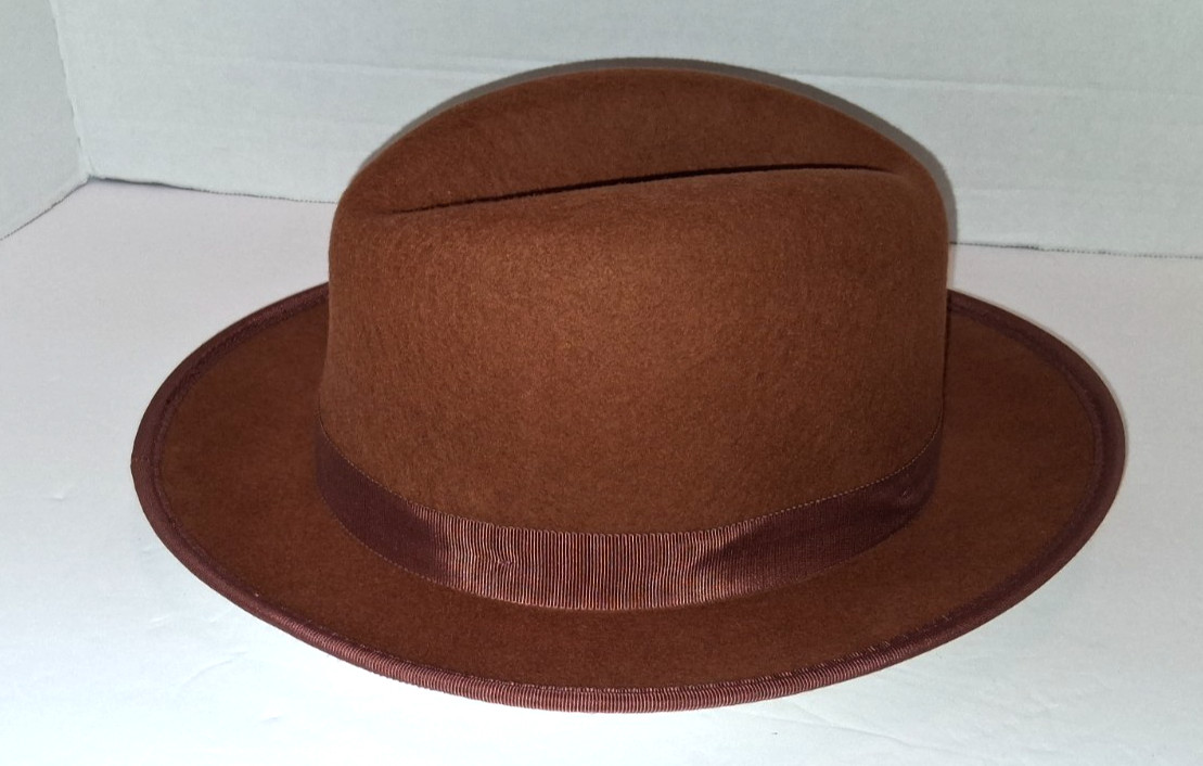 Bruno Capelo Fedora Hat Medium Cognac and Bone Wool Pre-owned NWT