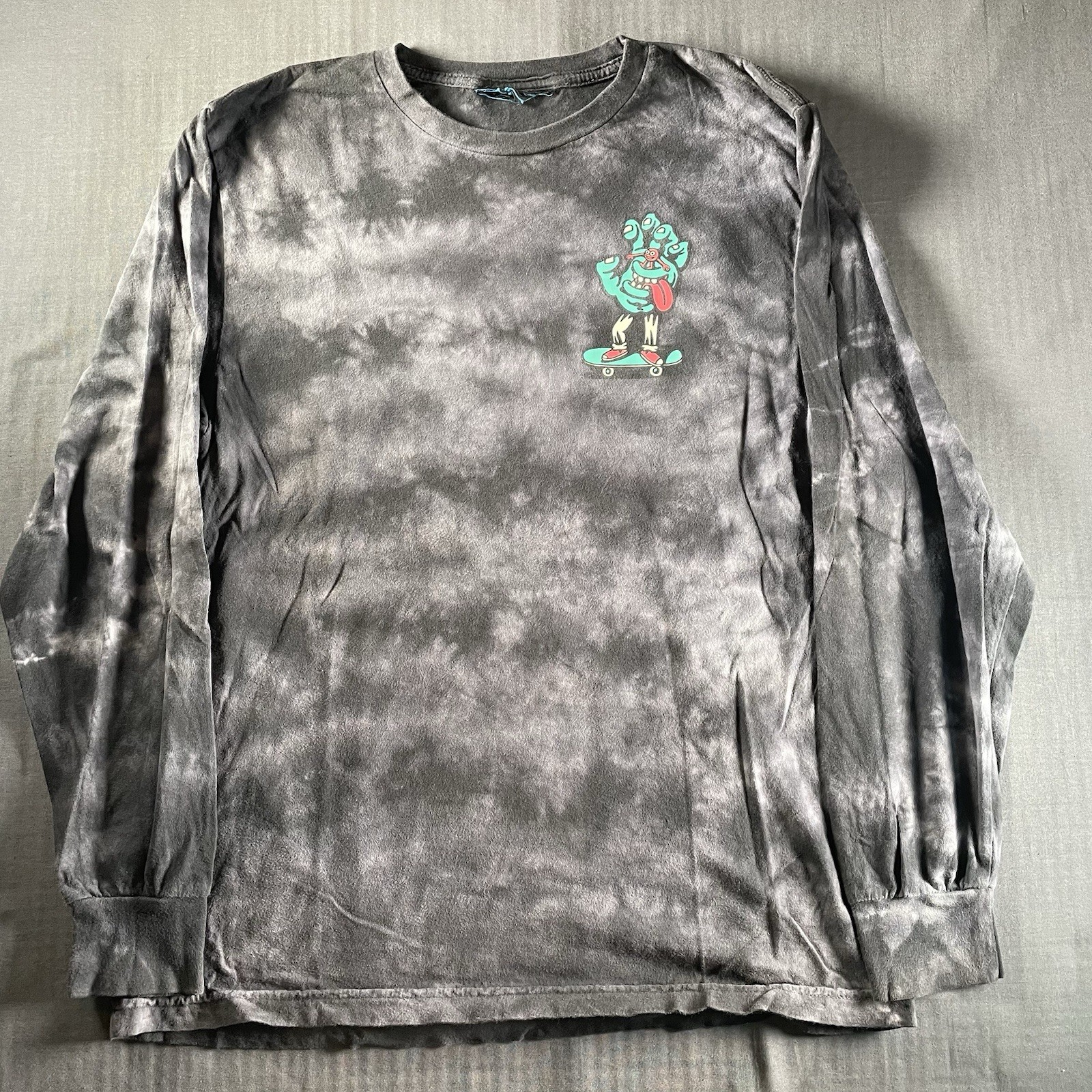 Killer Acid x Santa Cruz Crystal Hand Black Tie Dye Long Sleeve T-Shirt Medium