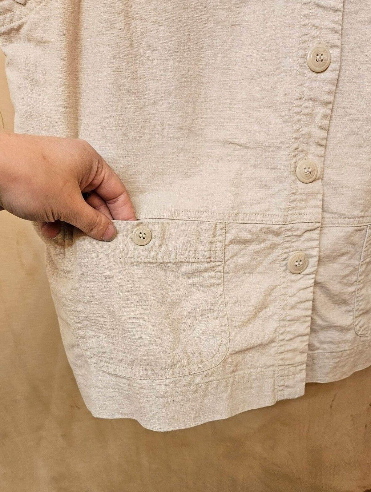 Y2K White Stag Khaki Linen Button Vest