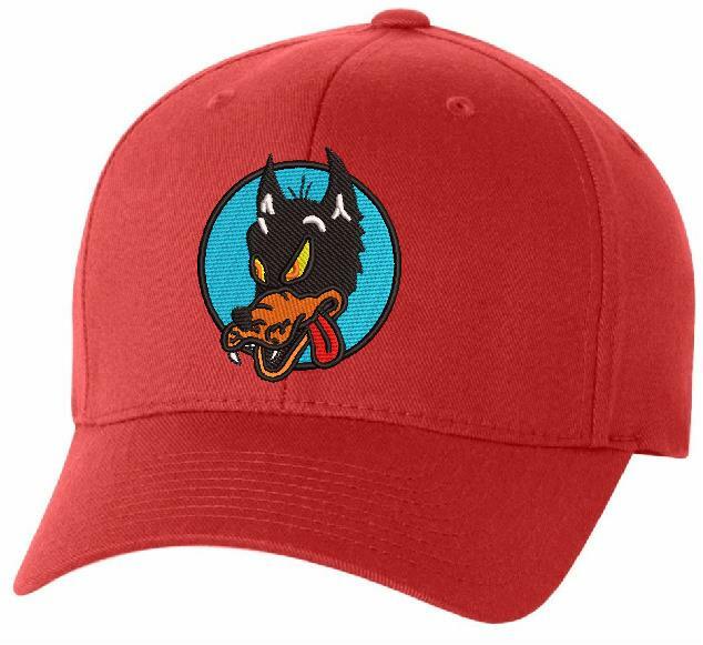 Wolf Embroidered Flex fit Ball Cap Black, Navy or Olive – Various Sizes