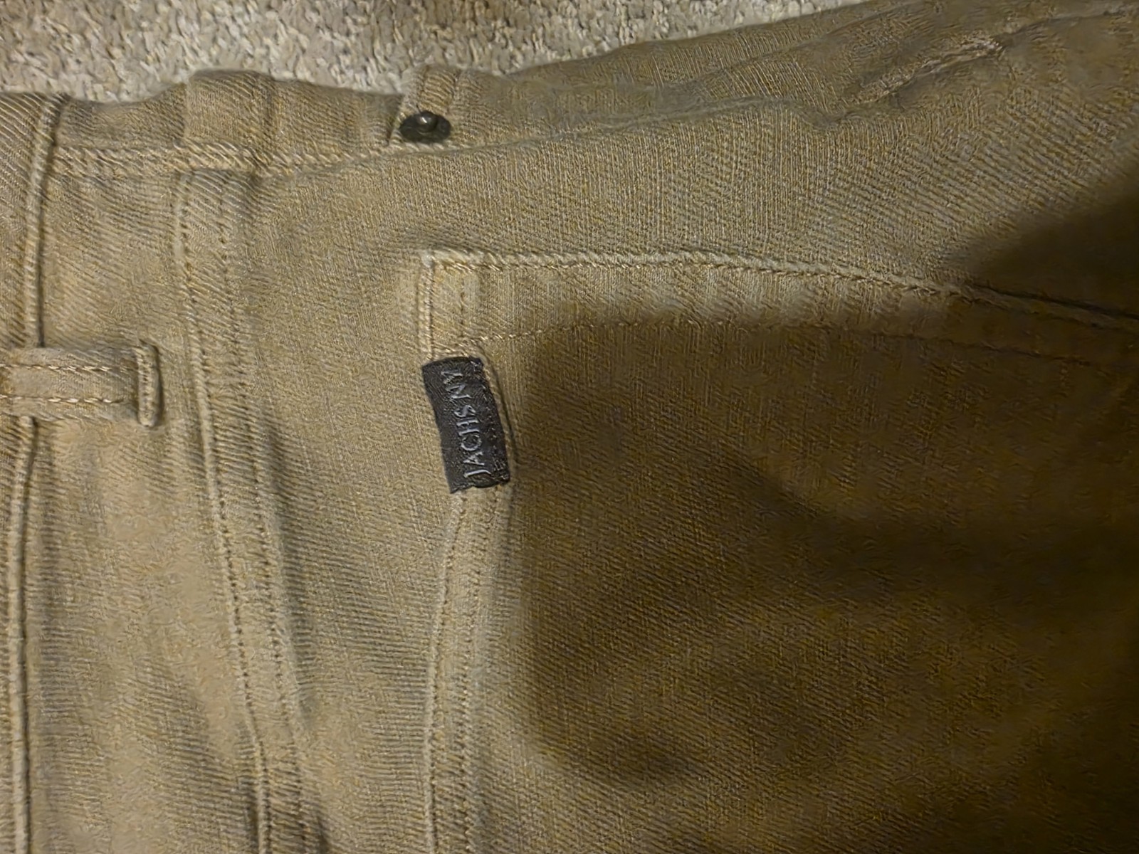 JACHS Men’s Beige Canvas Cotton Pants 34W Straight Leg Regular Fit Pockets