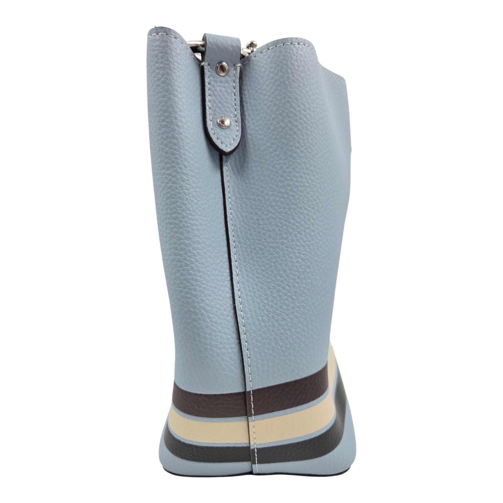 Coach Town Bucket Bag Colorblock Stripe Leather, Blue C4080 8.5 x 8.75 x 4 Inch