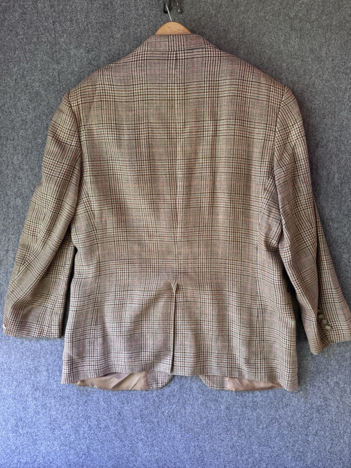 Brooks Brothers Men’s Brown Plaid Tweed Silk Linen Wool Sport Coat 44 Made Italy