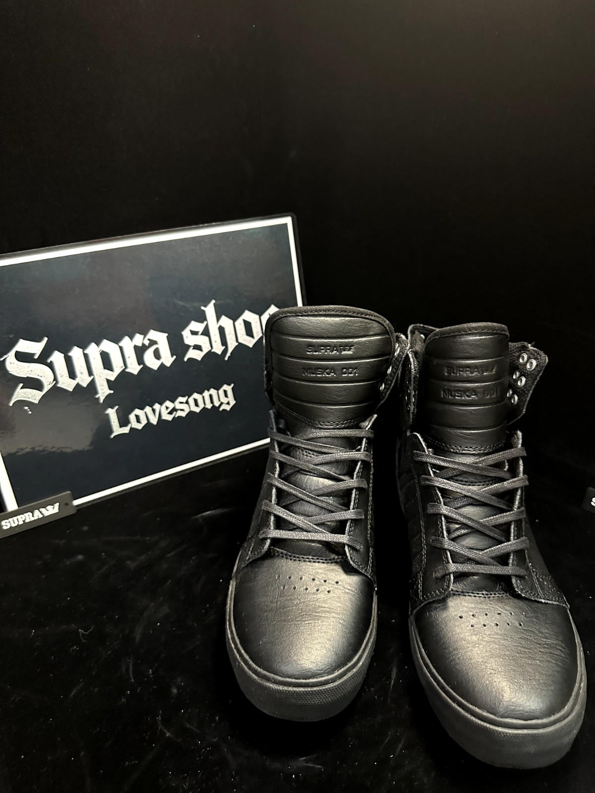Lovesong Supra Skytop HF Black Warrior Red Sole Mid High Top Men’s Sneakers