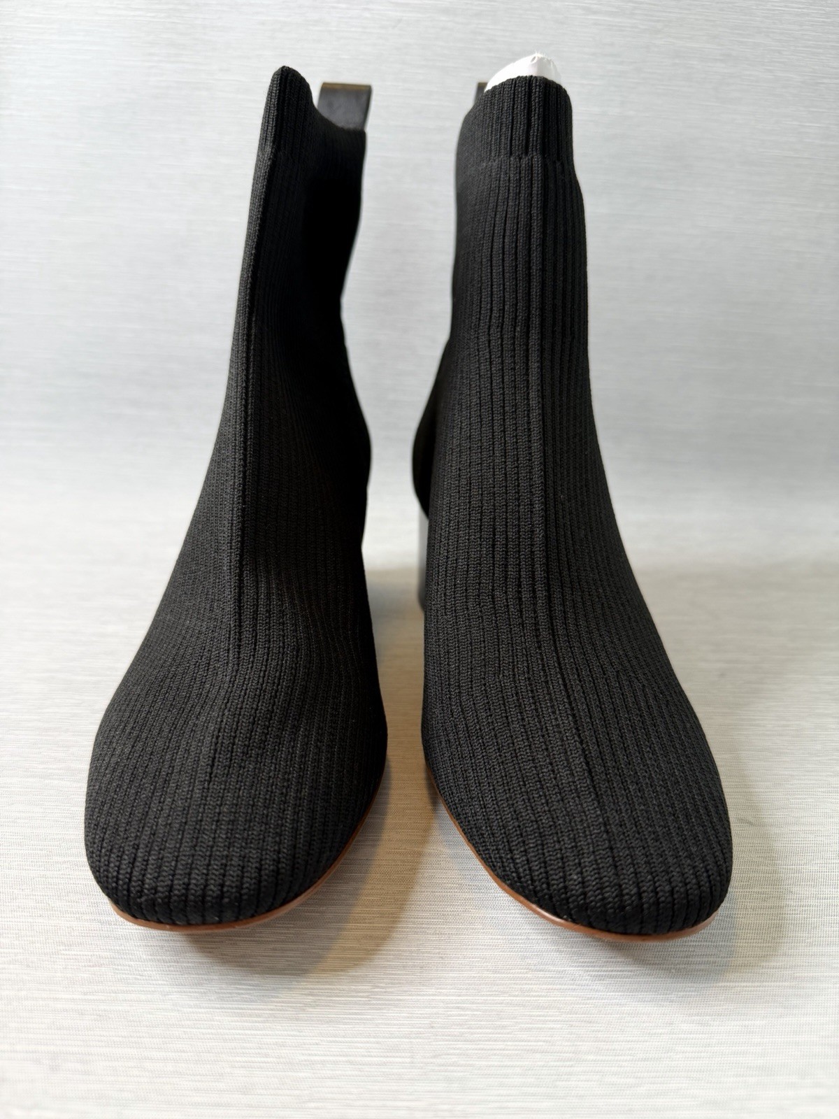 Everlane The Glove Boot Rib Knit Ankle Sock Boots Size 8 Black ReKnit Block Heel