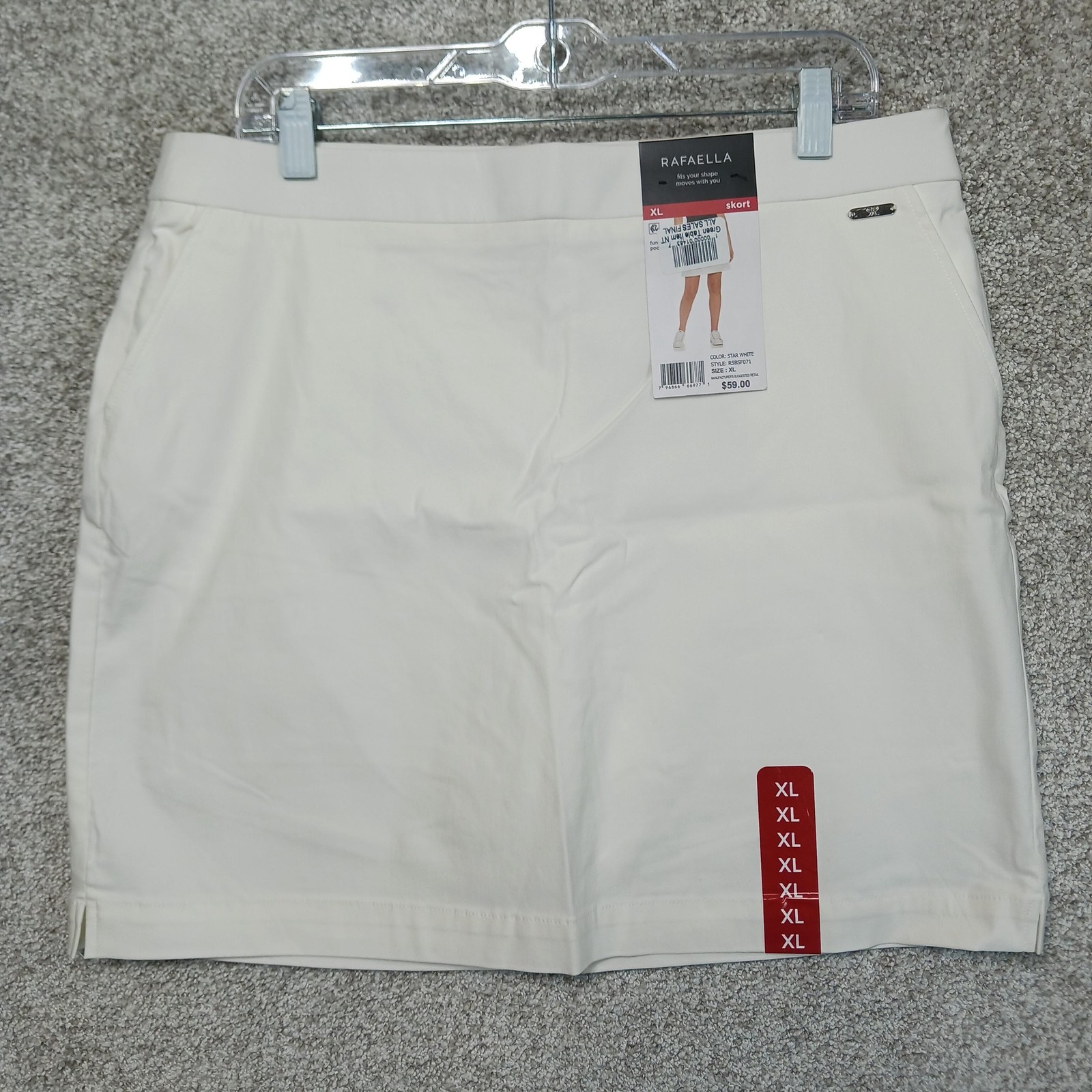 Rafaella Skort Womens XL White Golf Pull On Lined Stretch Pockets Athletic