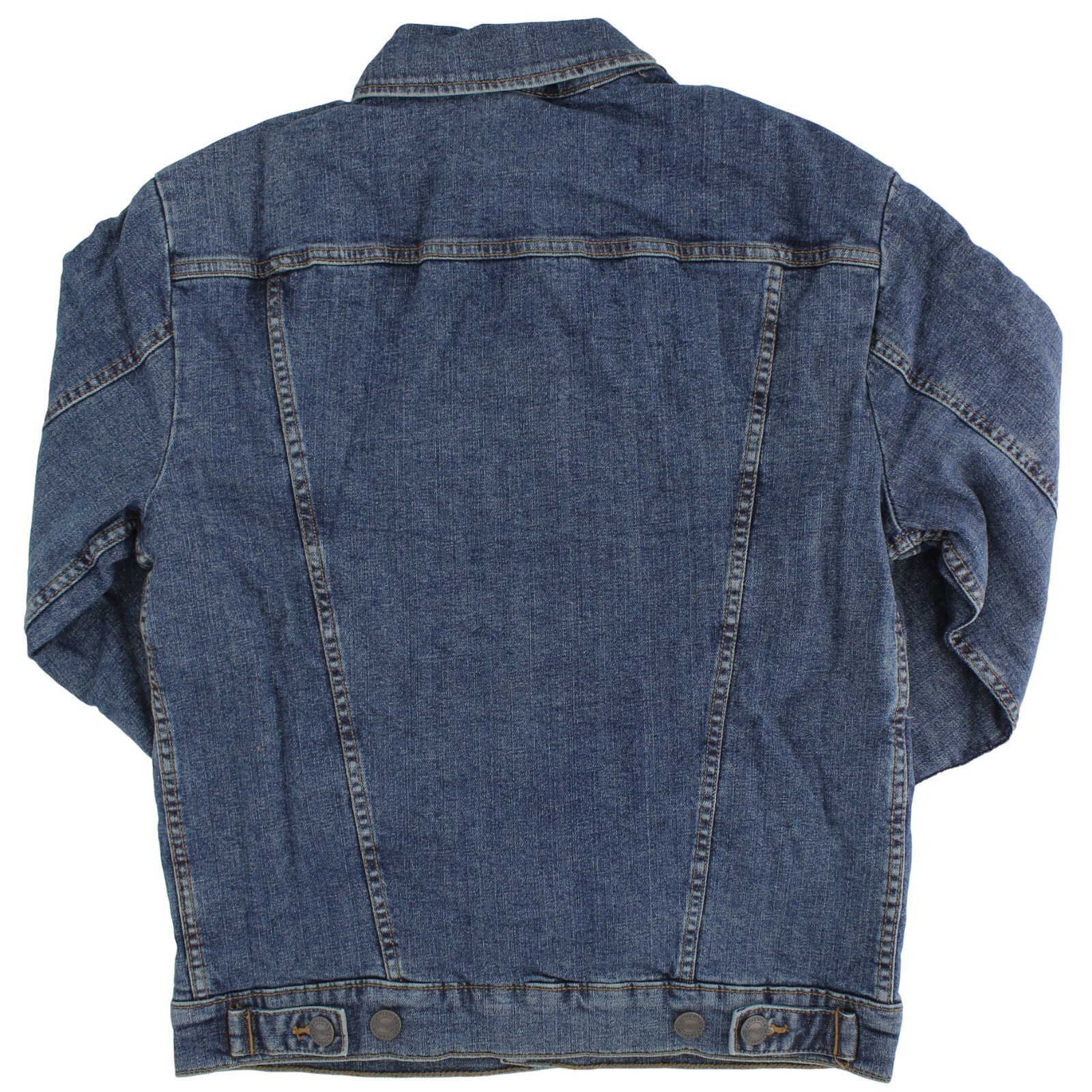 Wrangler Rugged Wear Men’s Jacket Denim Button Front, Sherpa Interior, Snap Cuff