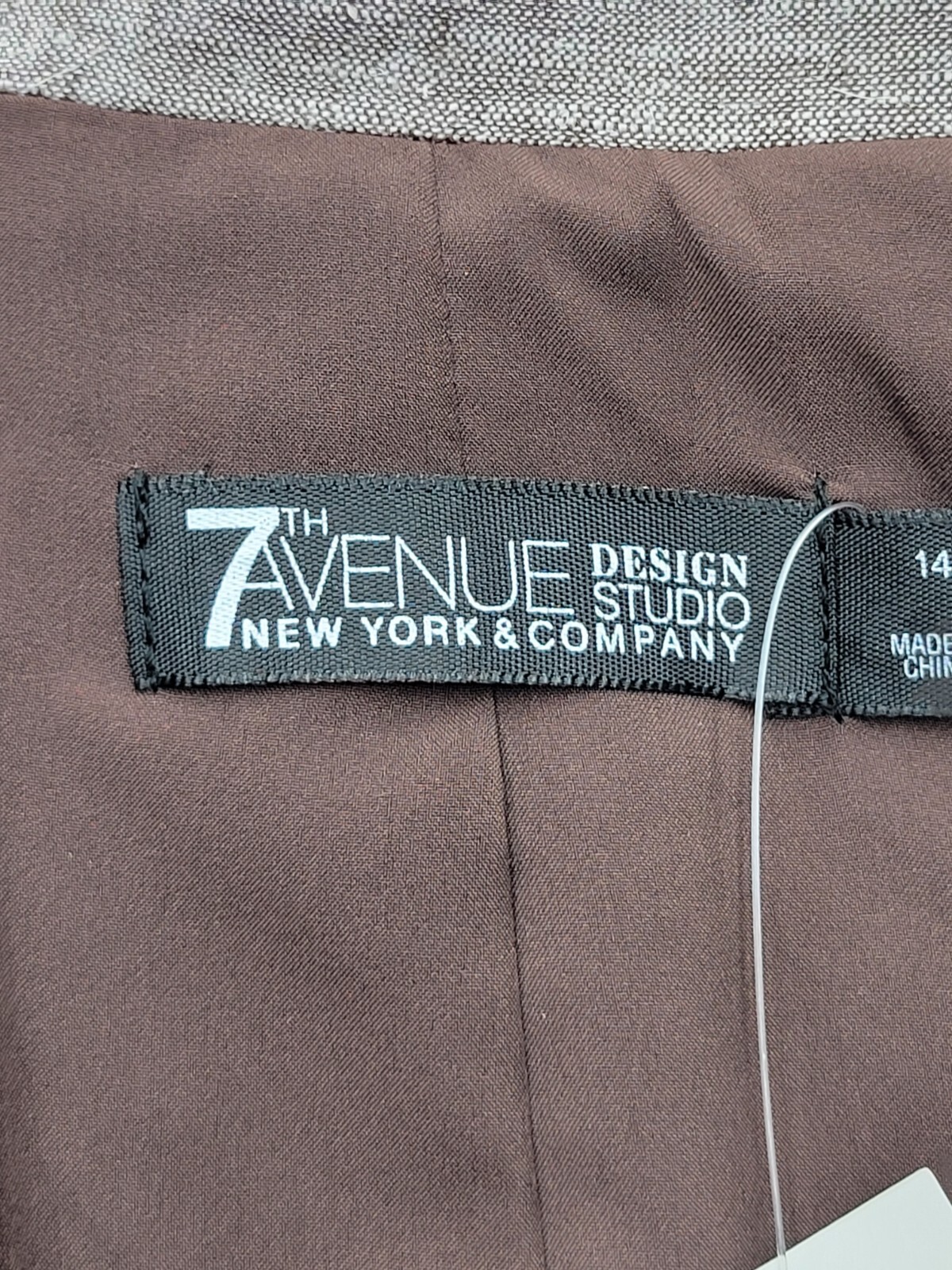 New York & Co Women Blazer 14 Gray Modern Heather Collared Lapel Button Buttons
