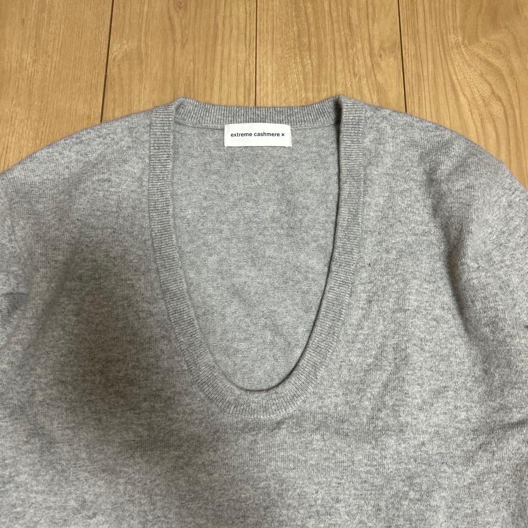 Extreme Cashmere Jacob Deep U Neck Sweater Gray Free Size Knit